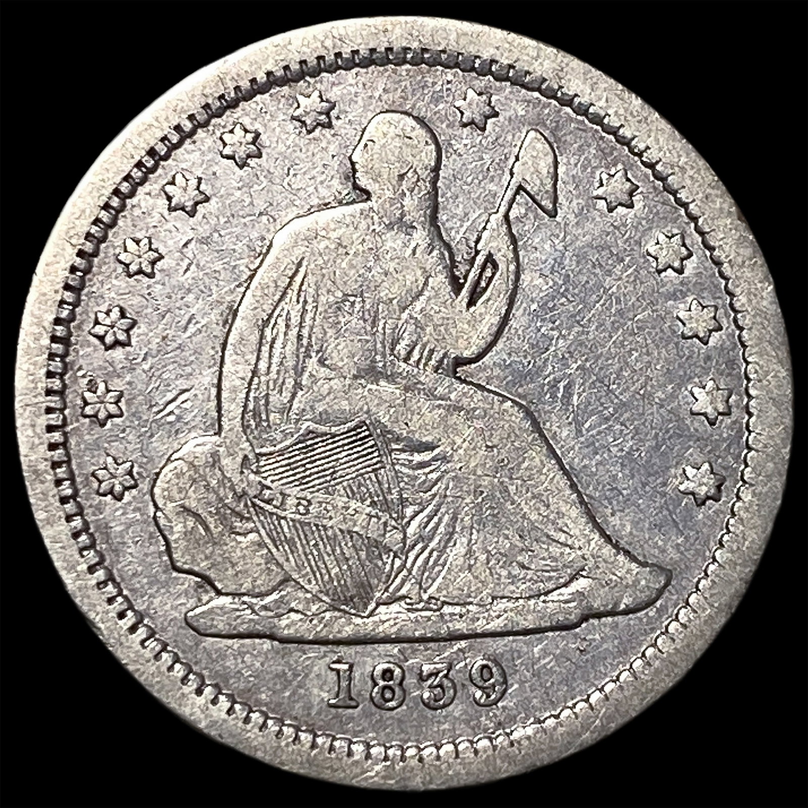 1839 Seated Liberty Quarter ABOUT UNCIRCULATED: 1839 Seated Liberty Quarter ABOUT UNCIRCULATED