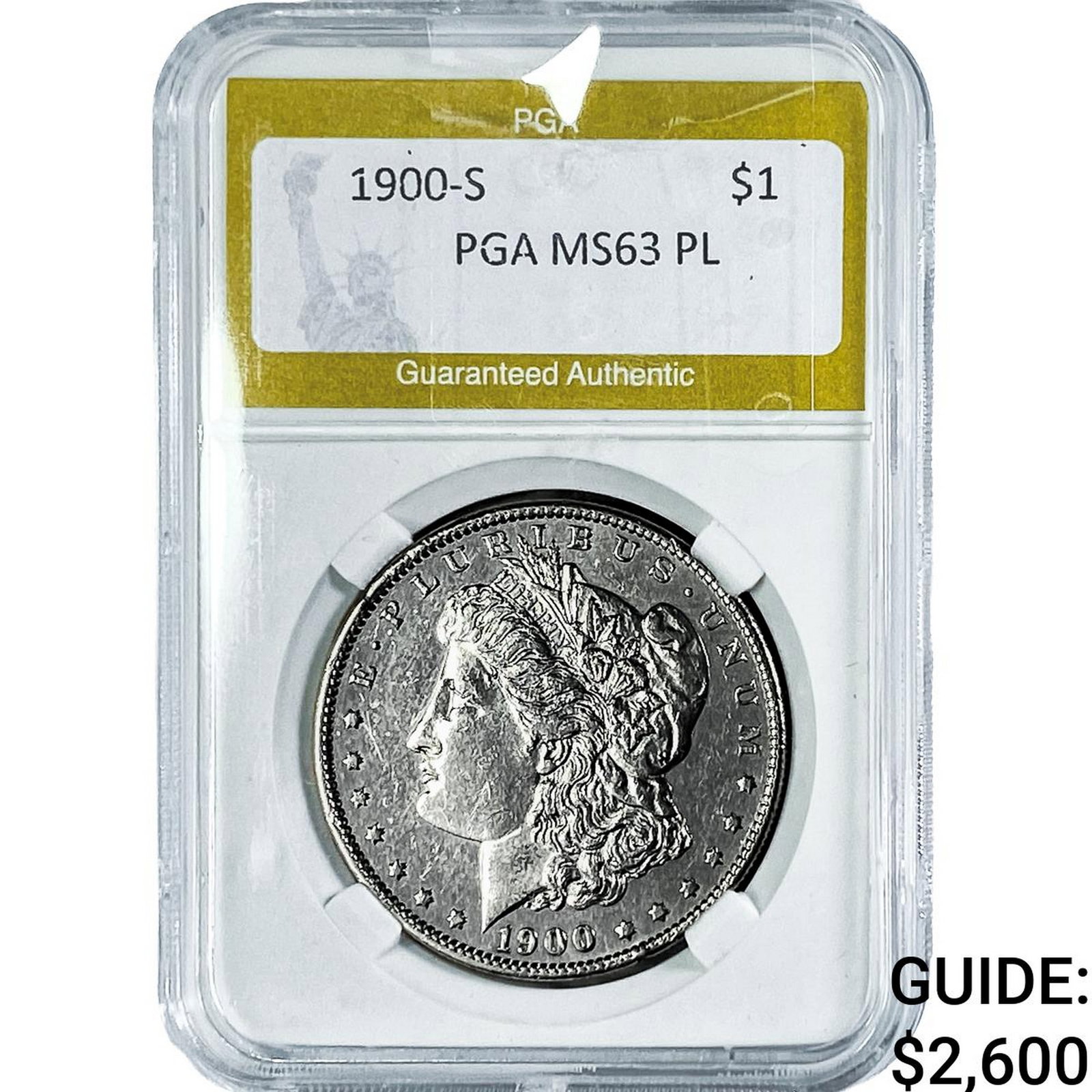 1900-S Morgan Silver Dollar PGA MS63 PL: 1900-S Morgan Silver Dollar PGA MS63 PL