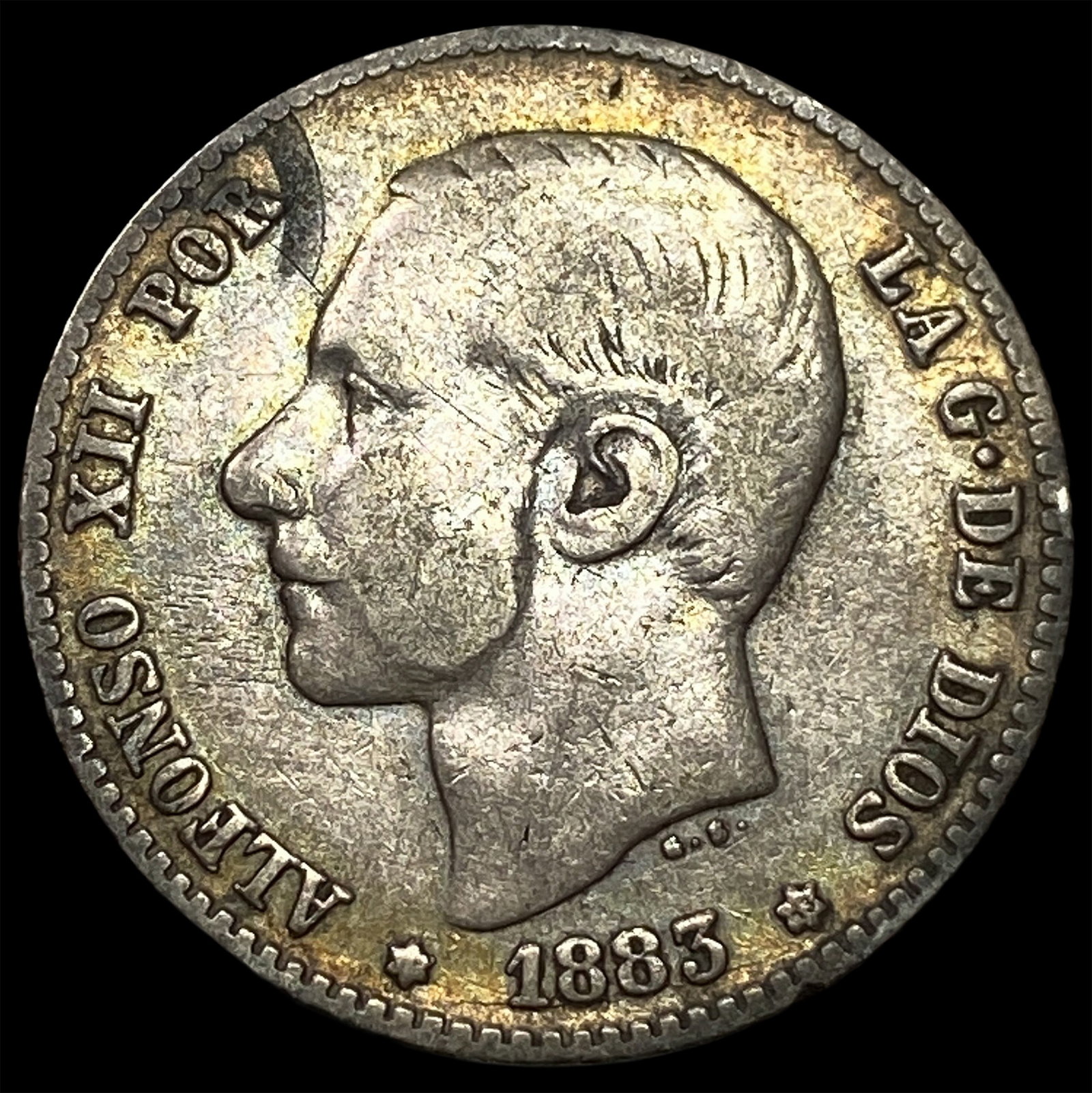 1883-MS-M Sapin Silver 1 Peseta: 1883-MS-M Sapin Silver 1 Peseta