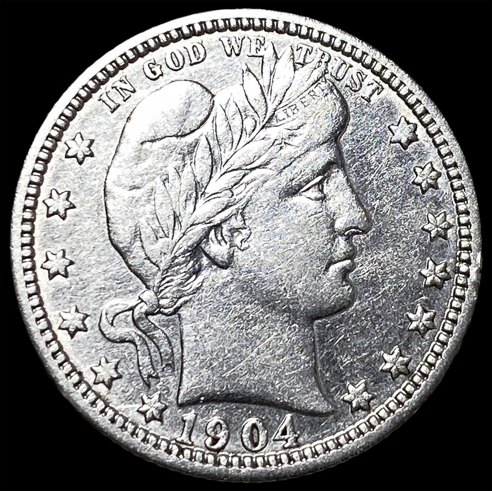 1904 Barber Quarter NICELY CIRCULATED: 1904 Barber Quarter NICELY CIRCULATED