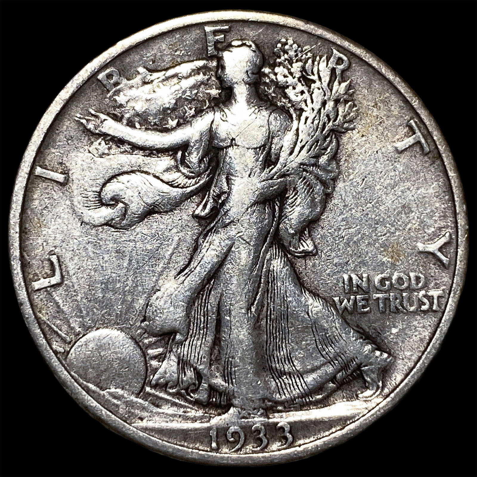 1933-S Silver Walking Liberty Half Dollar NEARLY UNCIRCULATED: 1933-S Silver Walking Liberty Half Dollar NEARLY UNCIRCULATED