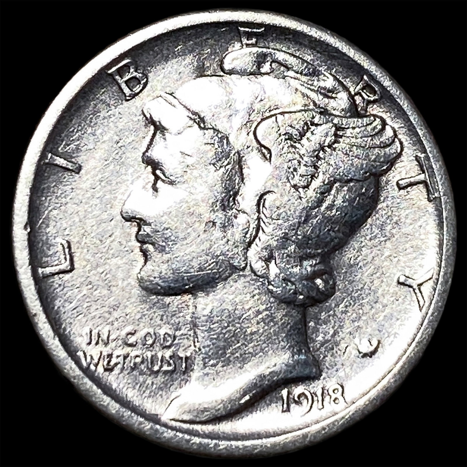 1918-S Silver Mercury Dime CLOSELY UNCIRCULATED: 1918-S Silver Mercury Dime CLOSELY UNCIRCULATED
