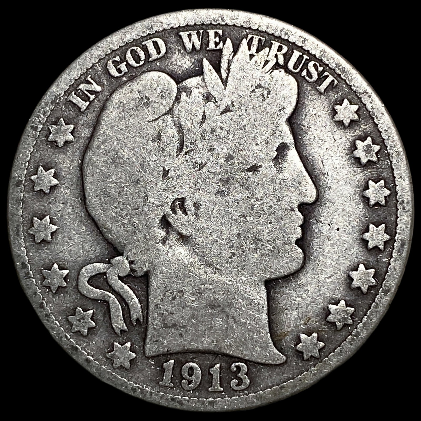 1913 Silver Half Dollar Barber NICELY CIRCULATED: 1913 Silver Half Dollar Barber NICELY CIRCULATED