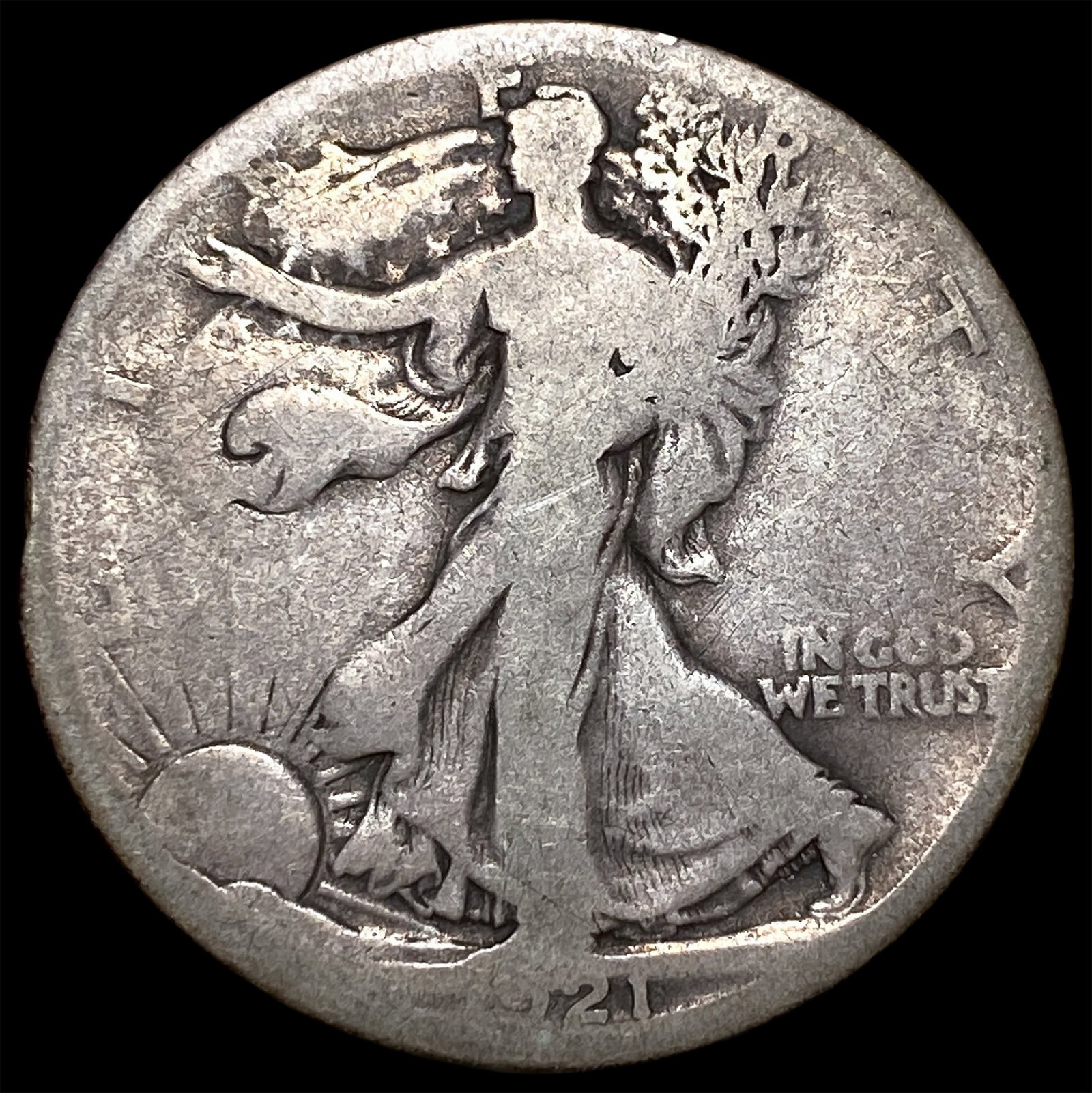 1921-D Silver Walking Liberty Half Dollar NICELY CIRCULATED: 1921-D Silver Walking Liberty Half Dollar NICELY CIRCULATED