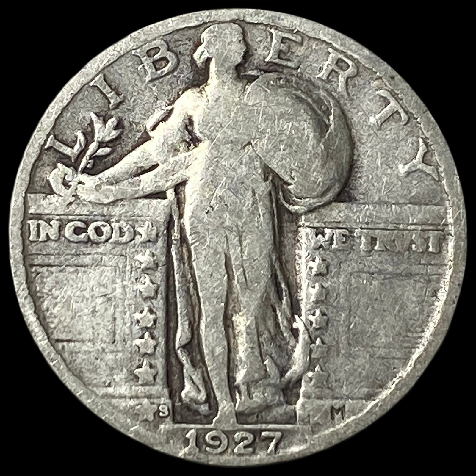 1927-S Silver Standing Liberty Quarter NEARLY UNCIRCULATED: 1927-S Silver Standing Liberty Quarter NEARLY UNCIRCULATED