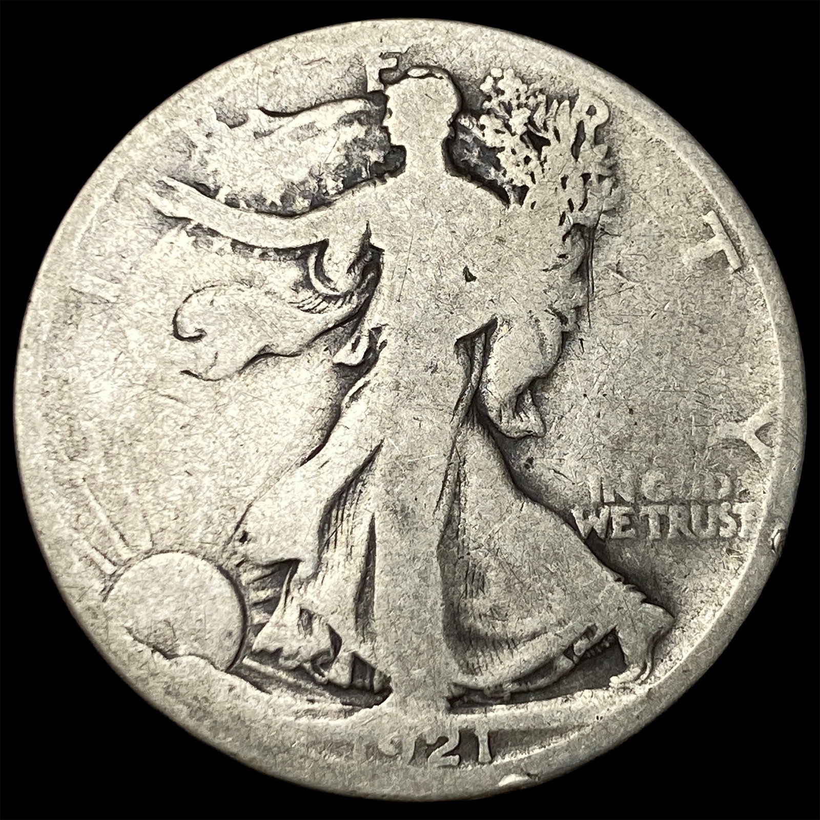 1921-D Silver Walking Liberty Half Dollar NICELY CIRCULATED: 1921-D Silver Walking Liberty Half Dollar NICELY CIRCULATED