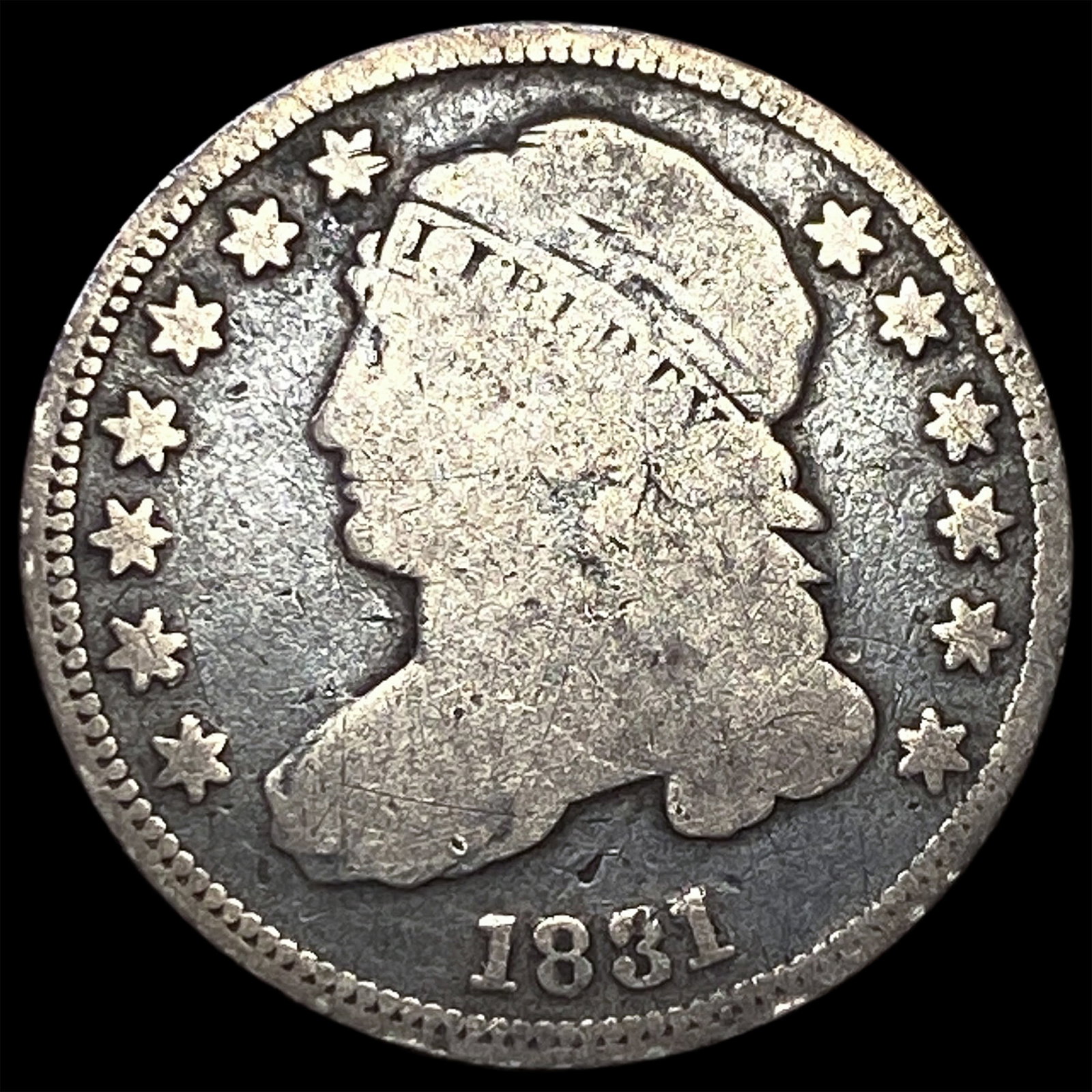 1831 Silver Capped Bust Dime NICELY CIRCULATED: 1831 Silver Capped Bust Dime NICELY CIRCULATED