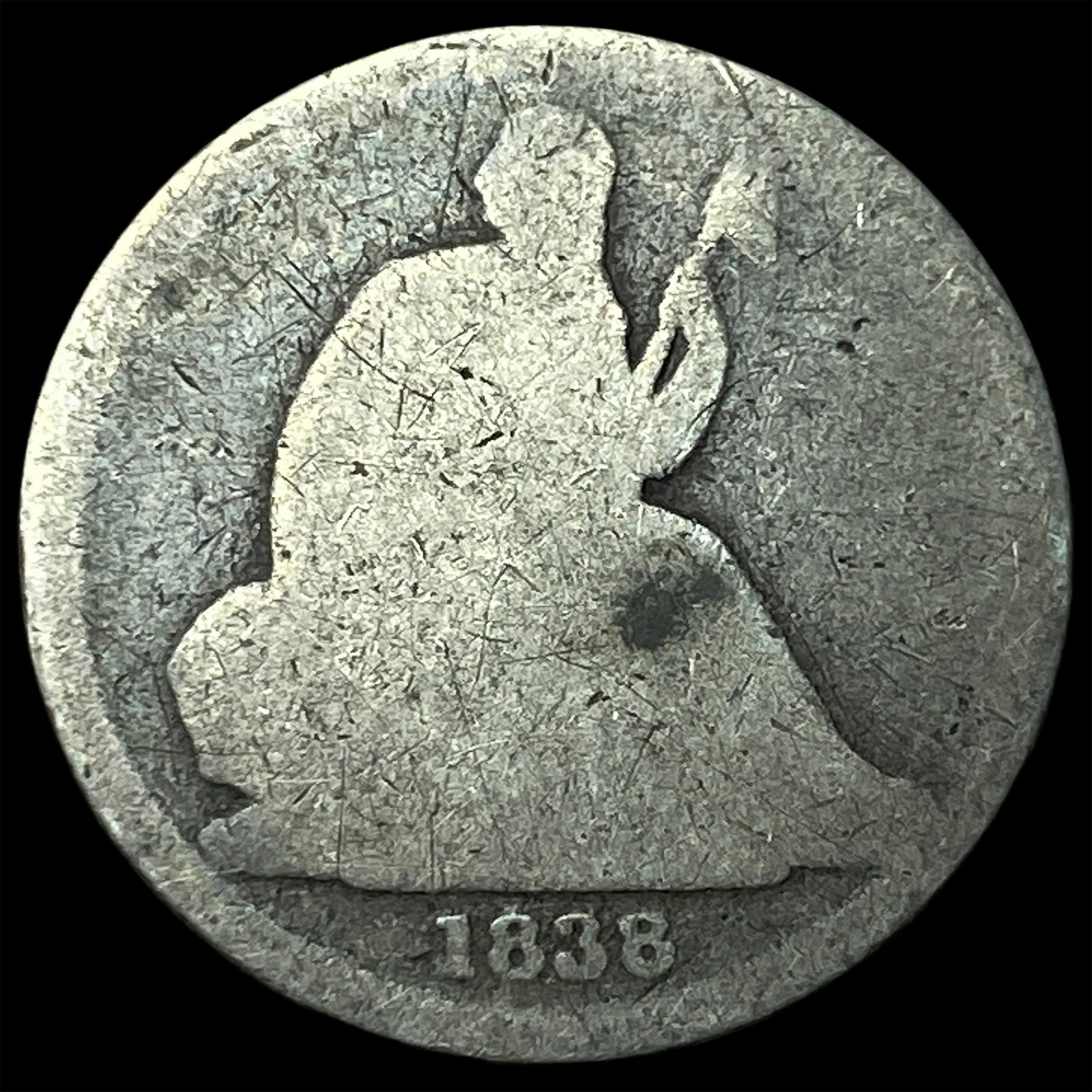 1838-O Silver Seated Liberty Dime NICELY CIRCULATED: 1838-O Silver Seated Liberty Dime NICELY CIRCULATED