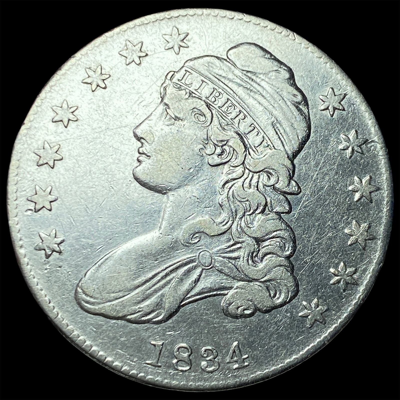 1834 Capped Bust Half Dollar CLOSELY UNCIRCULATED: 1834 Capped Bust Half Dollar CLOSELY UNCIRCULATED