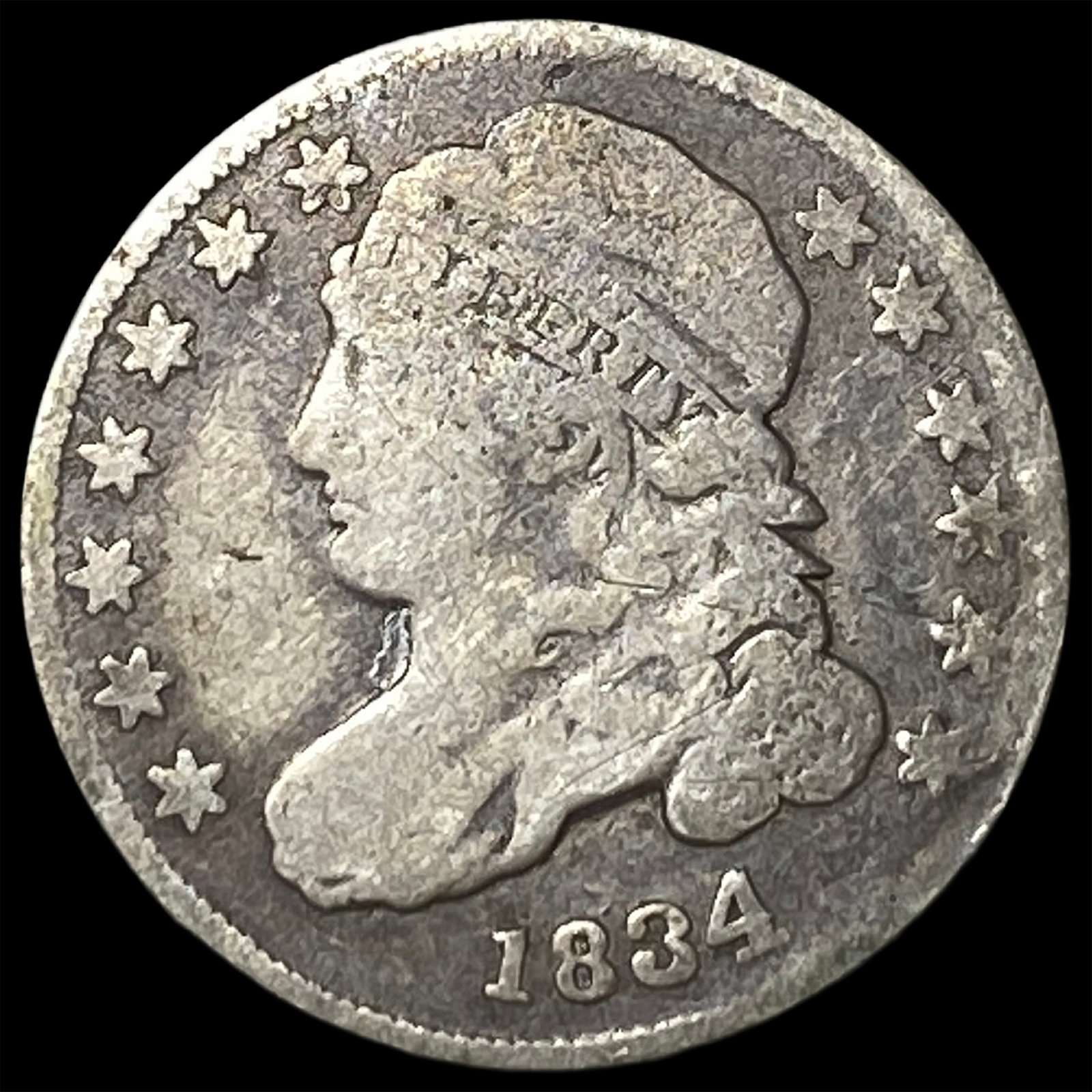 1834 Silver Capped Bust Dime NICELY CIRCULATED: 1834 Silver Capped Bust Dime NICELY CIRCULATED