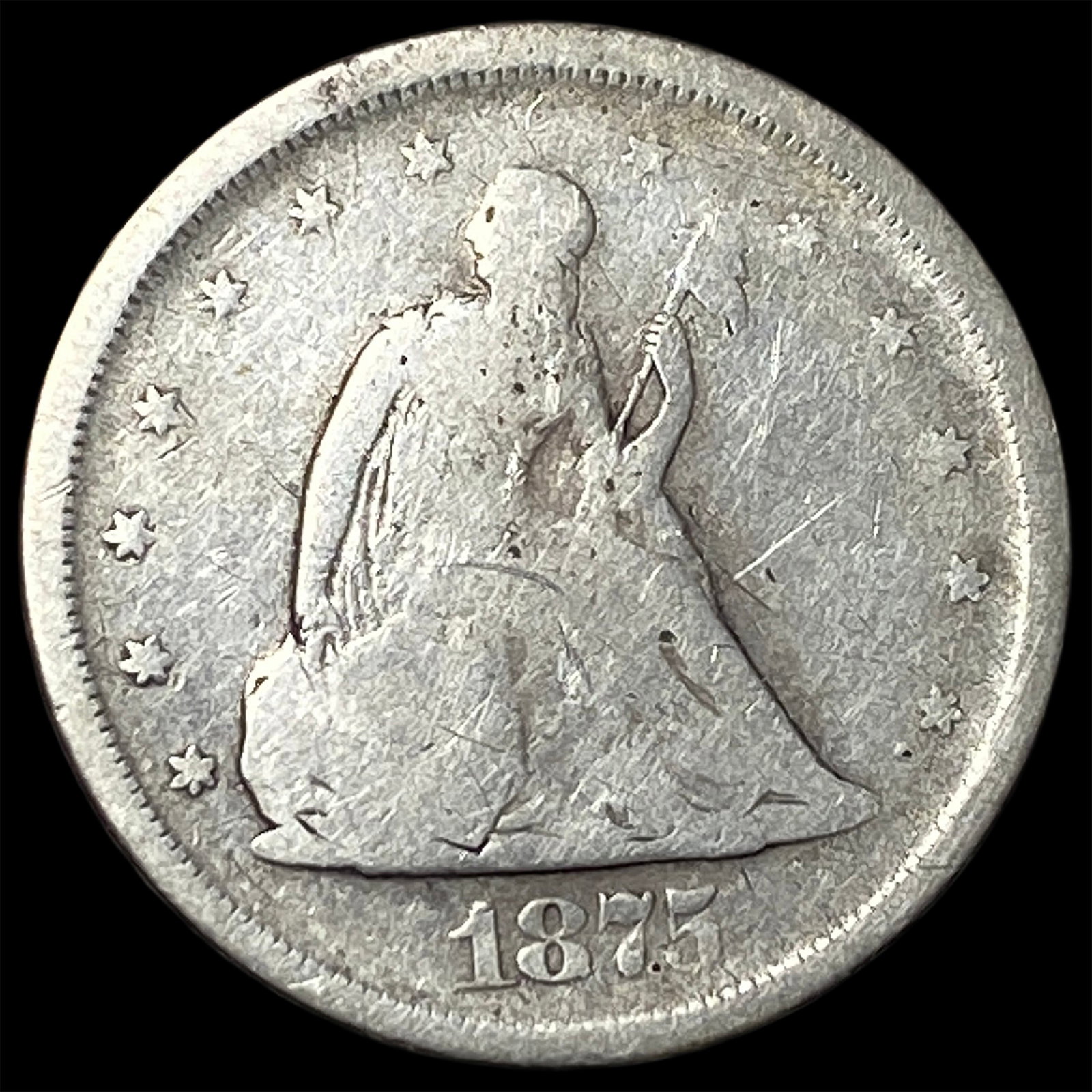 1875-S Silver Twenty-Cent Piece NICELY CIRCULATED: 1875-S Silver Twenty-Cent Piece NICELY CIRCULATED