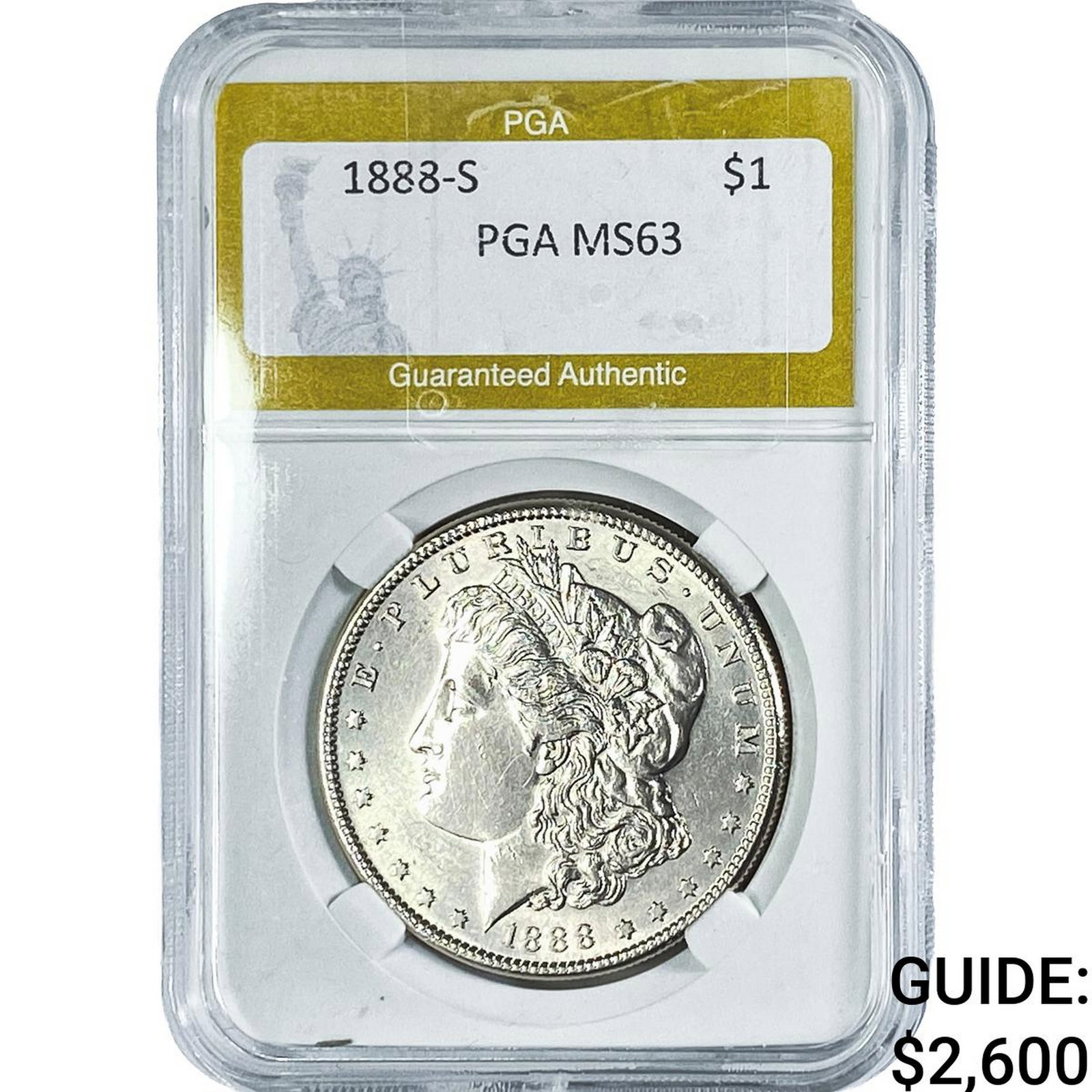 1888-S Morgan Silver Dollar PGA MS63: 1888-S Morgan Silver Dollar PGA MS63
