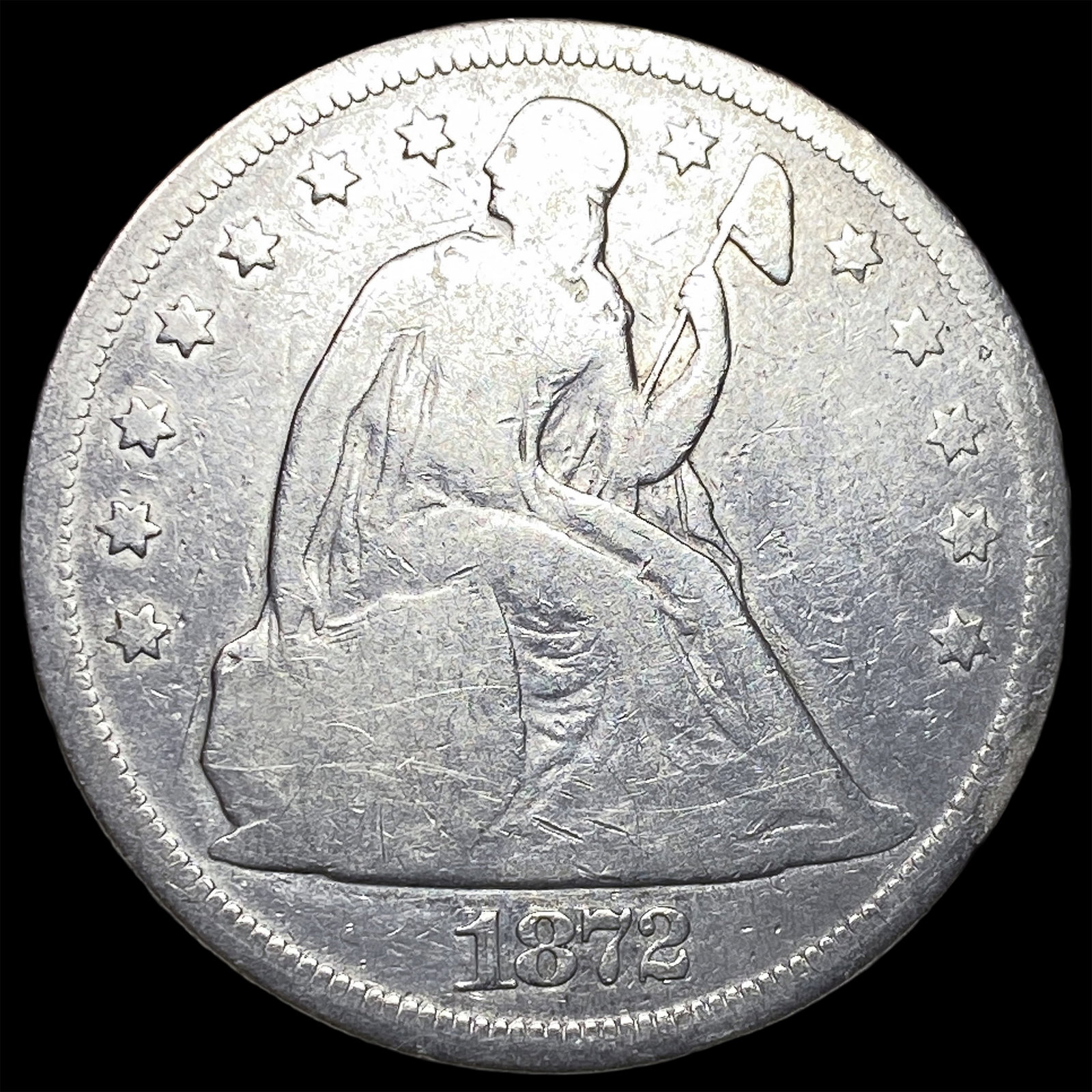 1872 Seated Liberty Silver Dollar NICELY CIRCULATED: 1872 Seated Liberty Silver Dollar NICELY CIRCULATED