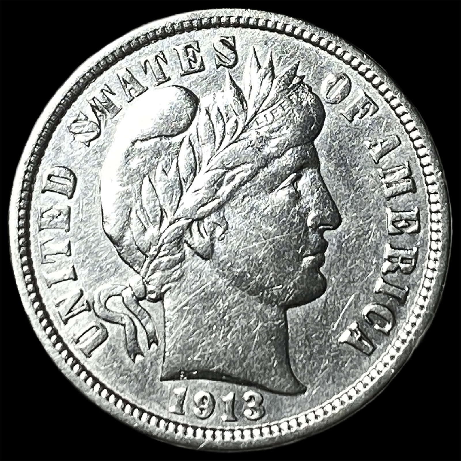 1913 Silver Barber Dime CLOSELY UNCIRCULATED: 1913 Silver Barber Dime CLOSELY UNCIRCULATED