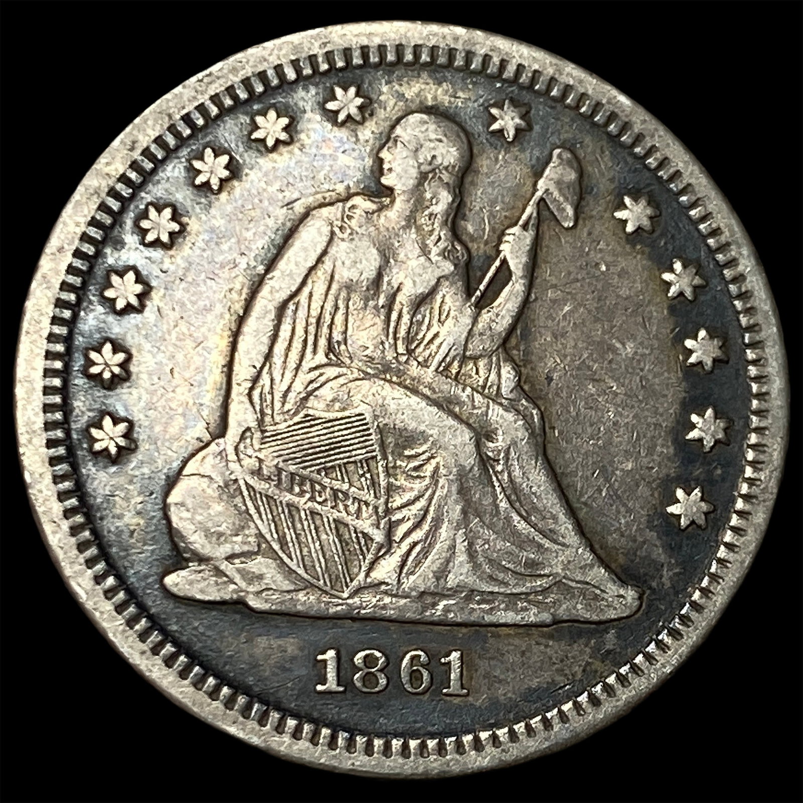 1861 Seated Liberty Quarter NEARLY UNCIRCULATED (1 of 2)