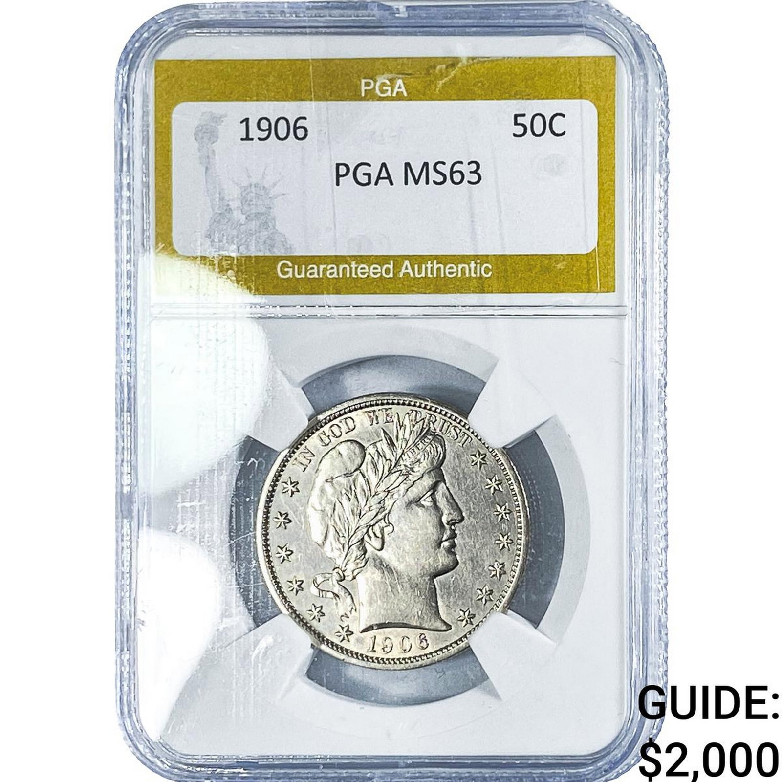 1906 Barber Half Dollar PGA MS63: 1906 Barber Half Dollar PGA MS63