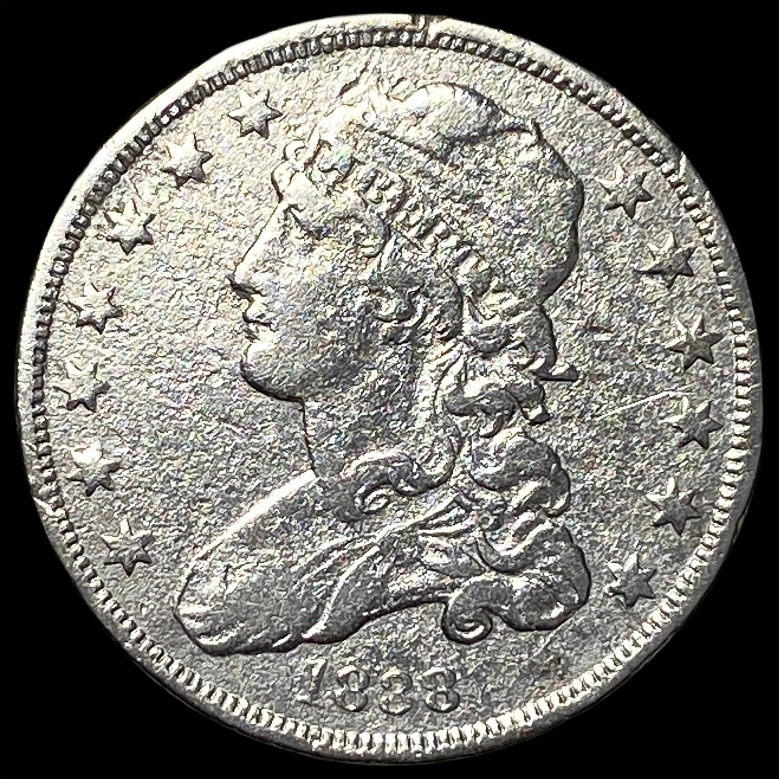 1838 Silver Capped Bust Quarter CLOSELY UNCIRCULATED: 1838 Silver Capped Bust Quarter CLOSELY UNCIRCULATED