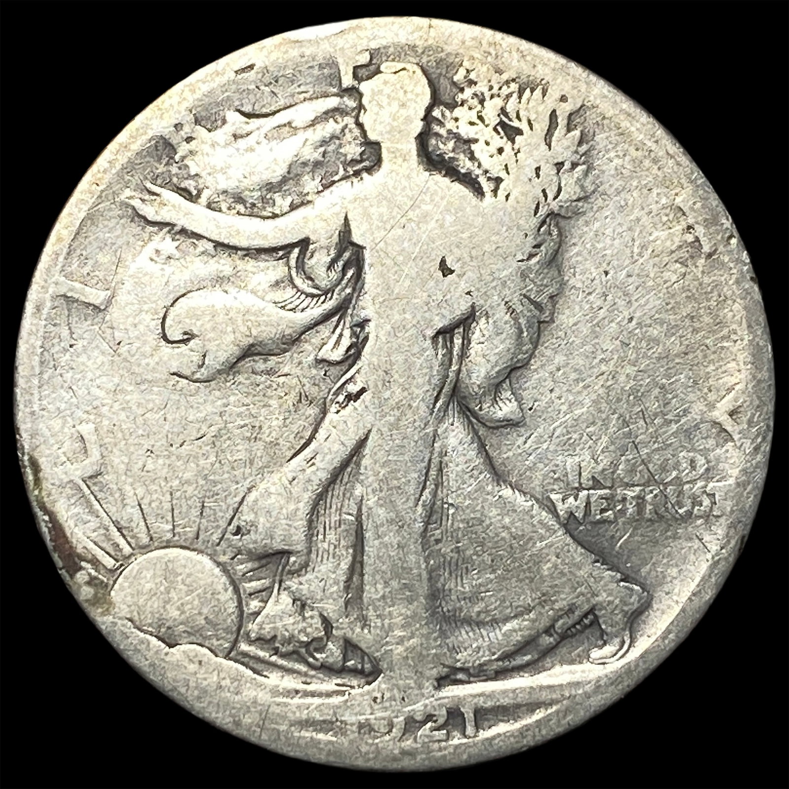 1921-S Silver Walking Liberty Half Dollar LIGHTLY CIRCULATED: 1921-S Silver Walking Liberty Half Dollar LIGHTLY CIRCULATED