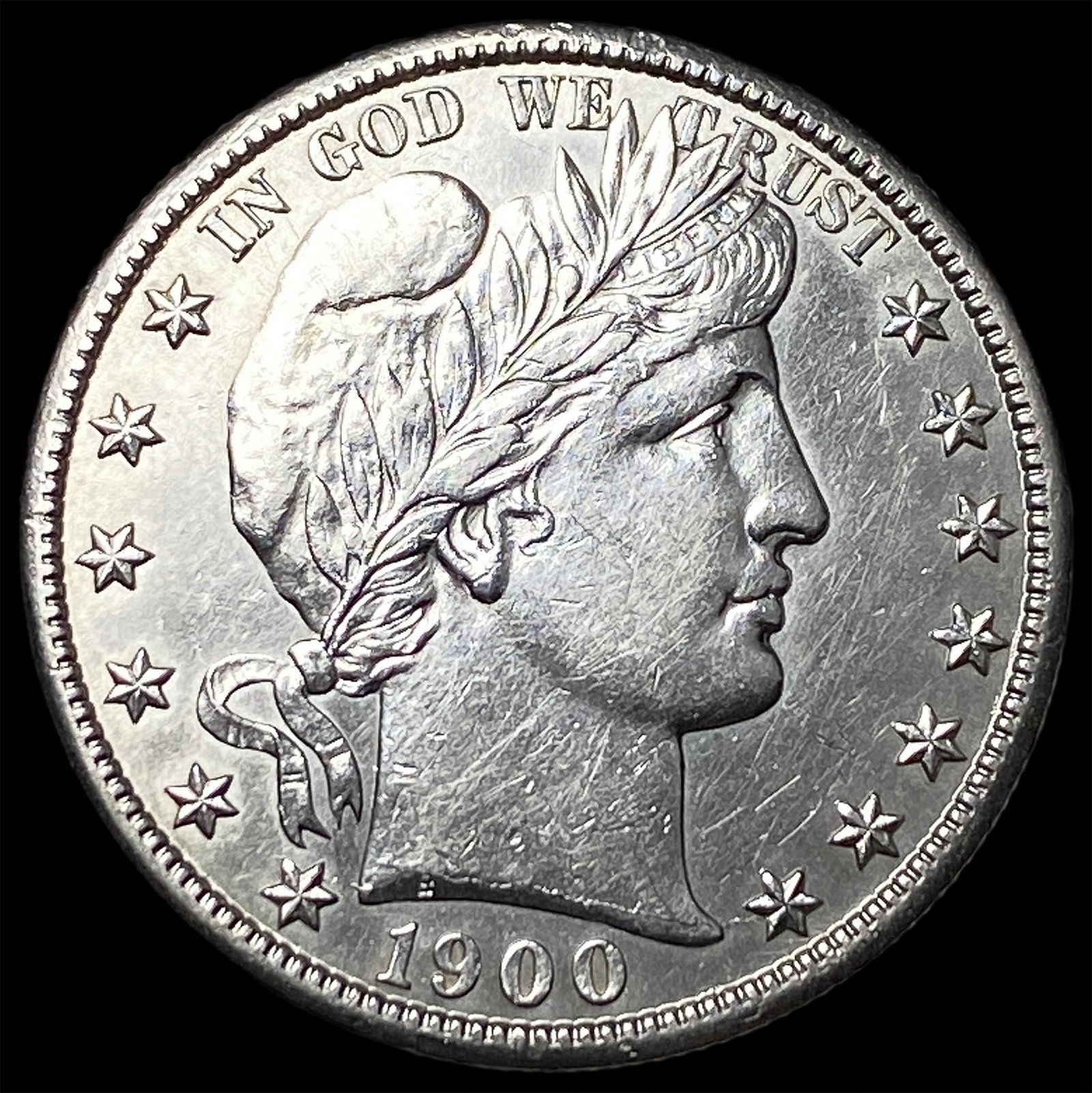 1900-S Silver Barber Half Dollar CLOSELY UNCIRCULATED: 1900-S Silver Barber Half Dollar CLOSELY UNCIRCULATED