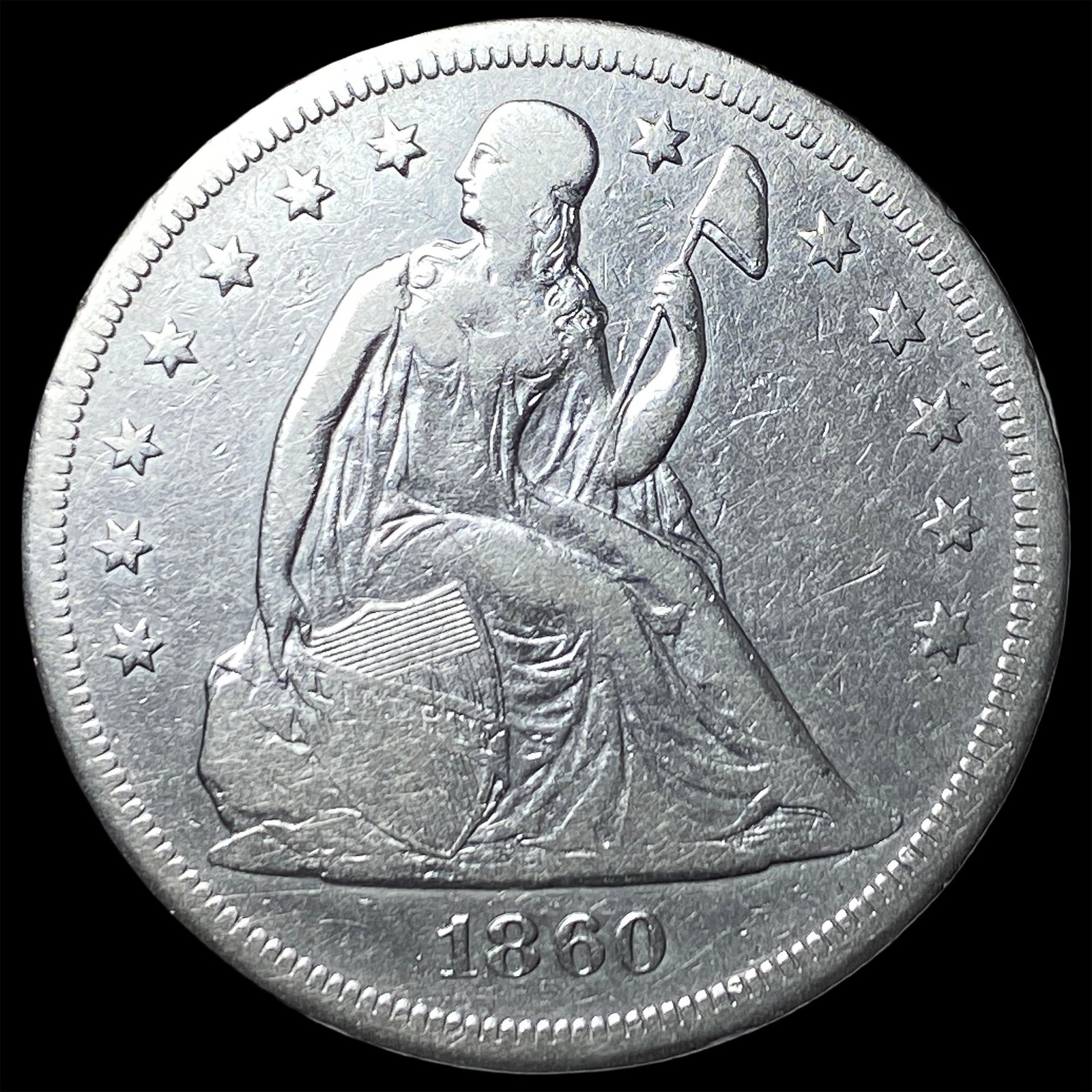 1860-O Seated Liberty Silver Dollar LIGHTLY CIRCULATED: 1860-O Seated Liberty Silver Dollar LIGHTLY CIRCULATED