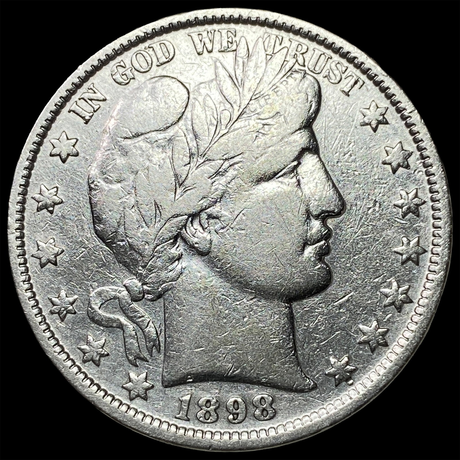1898 Silver Barber Half Dollar CLOSELY UNCIRCULATED: 1898 Silver Barber Half Dollar CLOSELY UNCIRCULATED