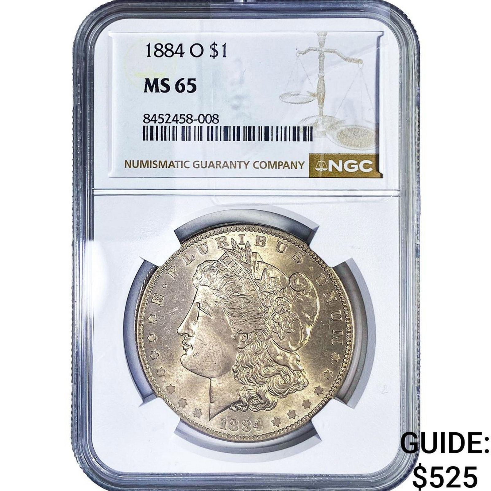 1884-O Morgan Silver Dollar NGC MS65: 1884-O Morgan Silver Dollar NGC MS65