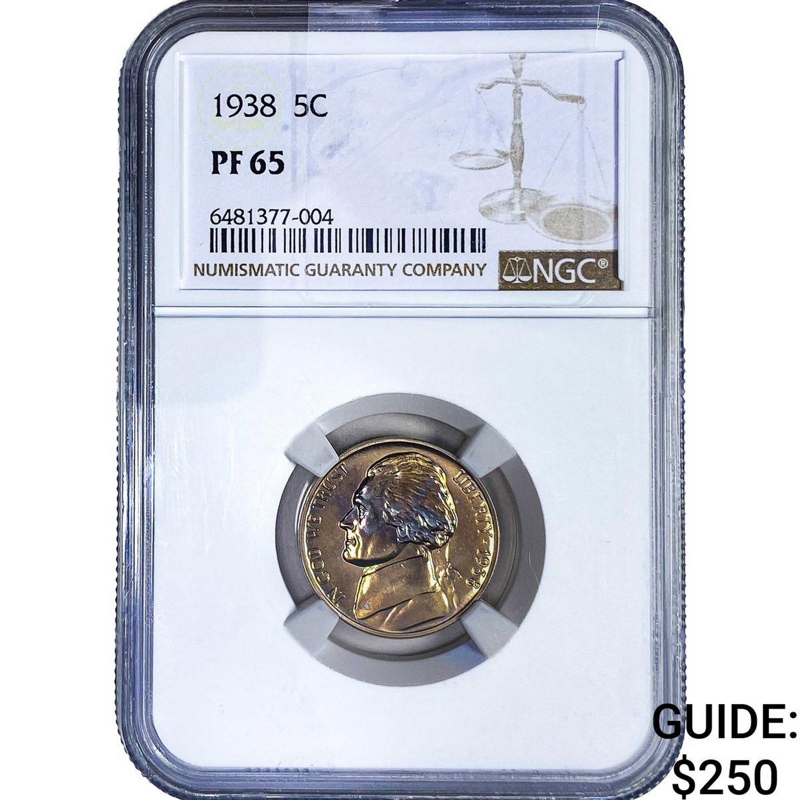 1938 Jefferson Nickel NGC PF65: 1938 Jefferson Nickel NGC PF65