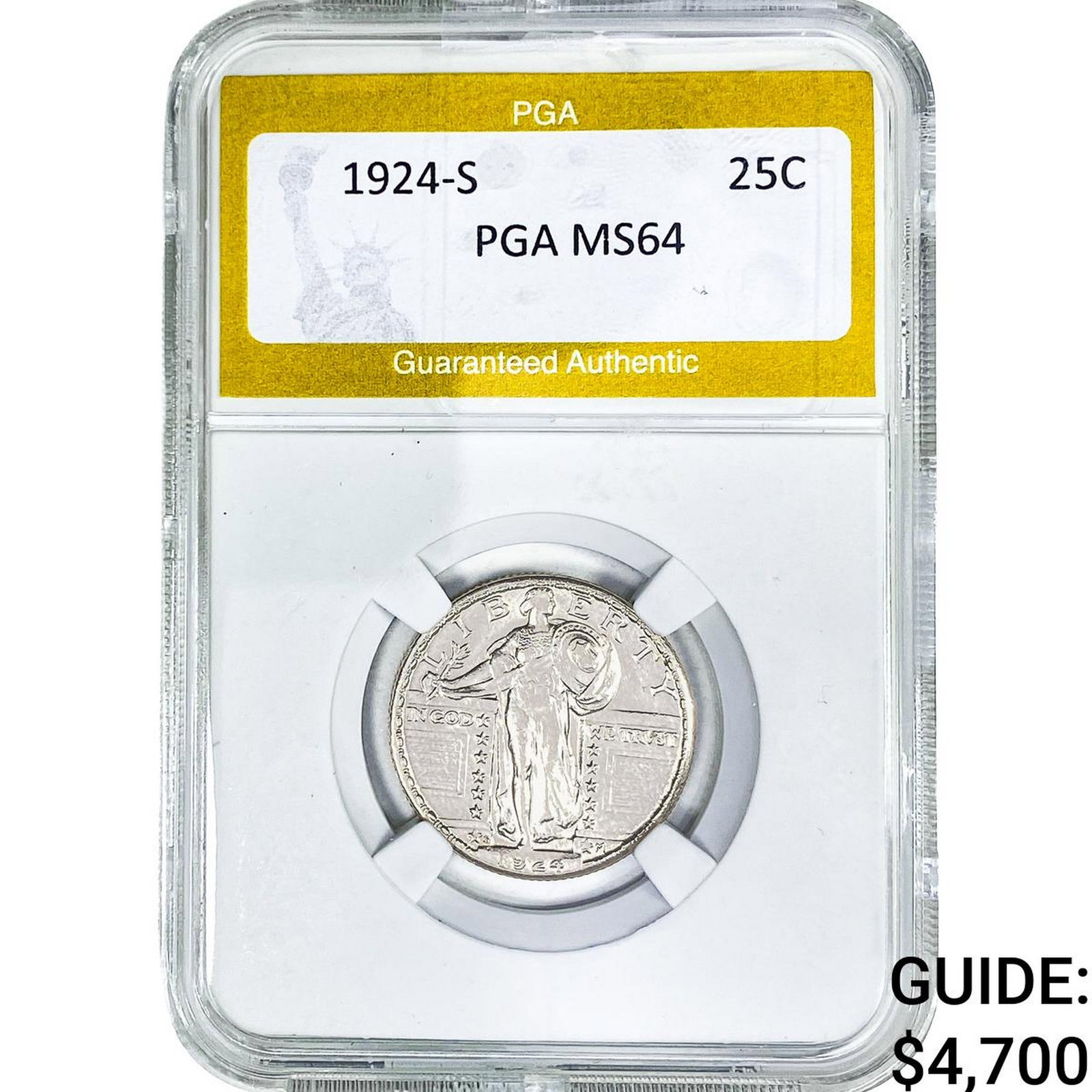 1924-S Standing Liberty Quarter PGA MS64: 1924-S Standing Liberty Quarter PGA MS64