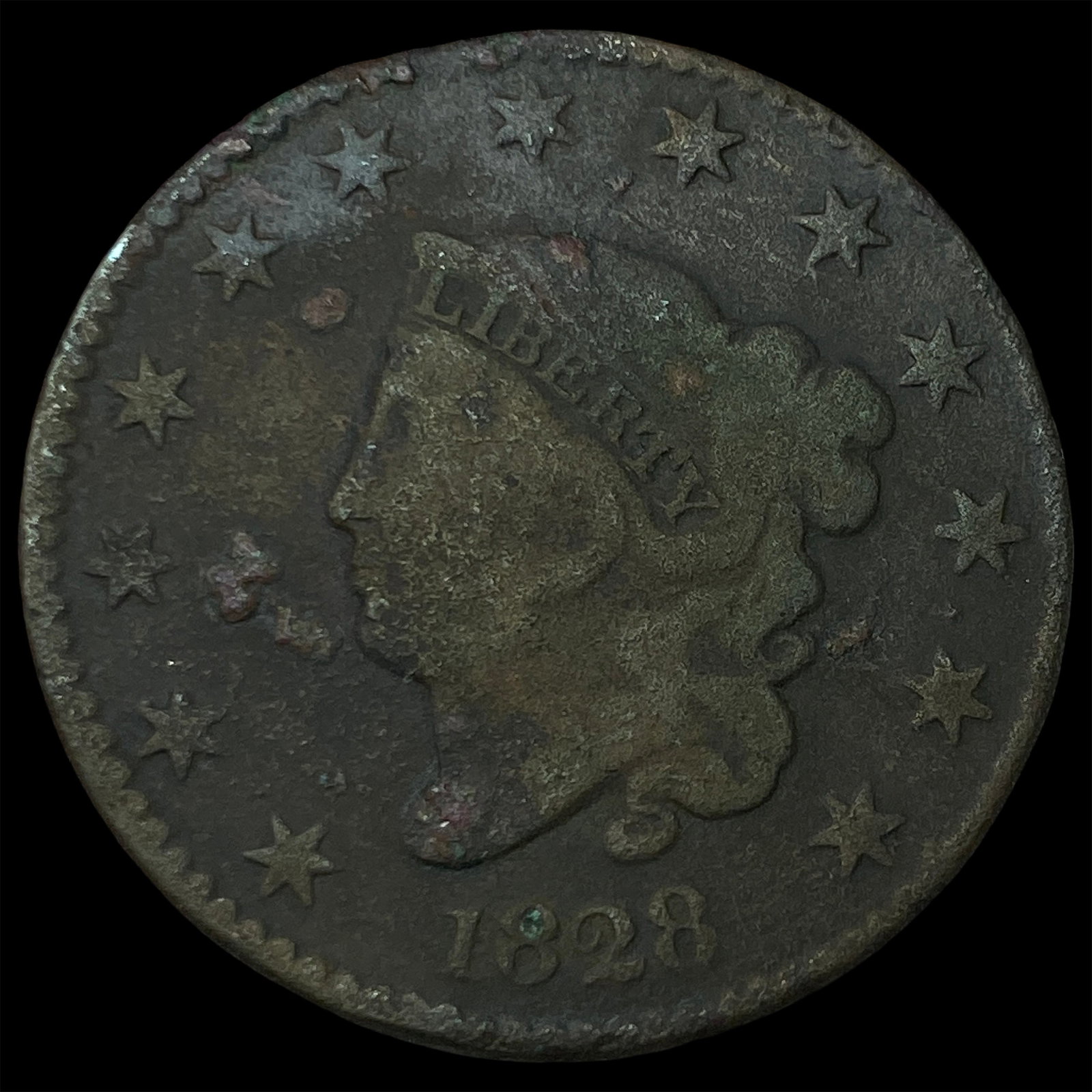 1828 Coronet Head Large Cent NICELY CIRCULATED: 1828 Coronet Head Large Cent NICELY CIRCULATED