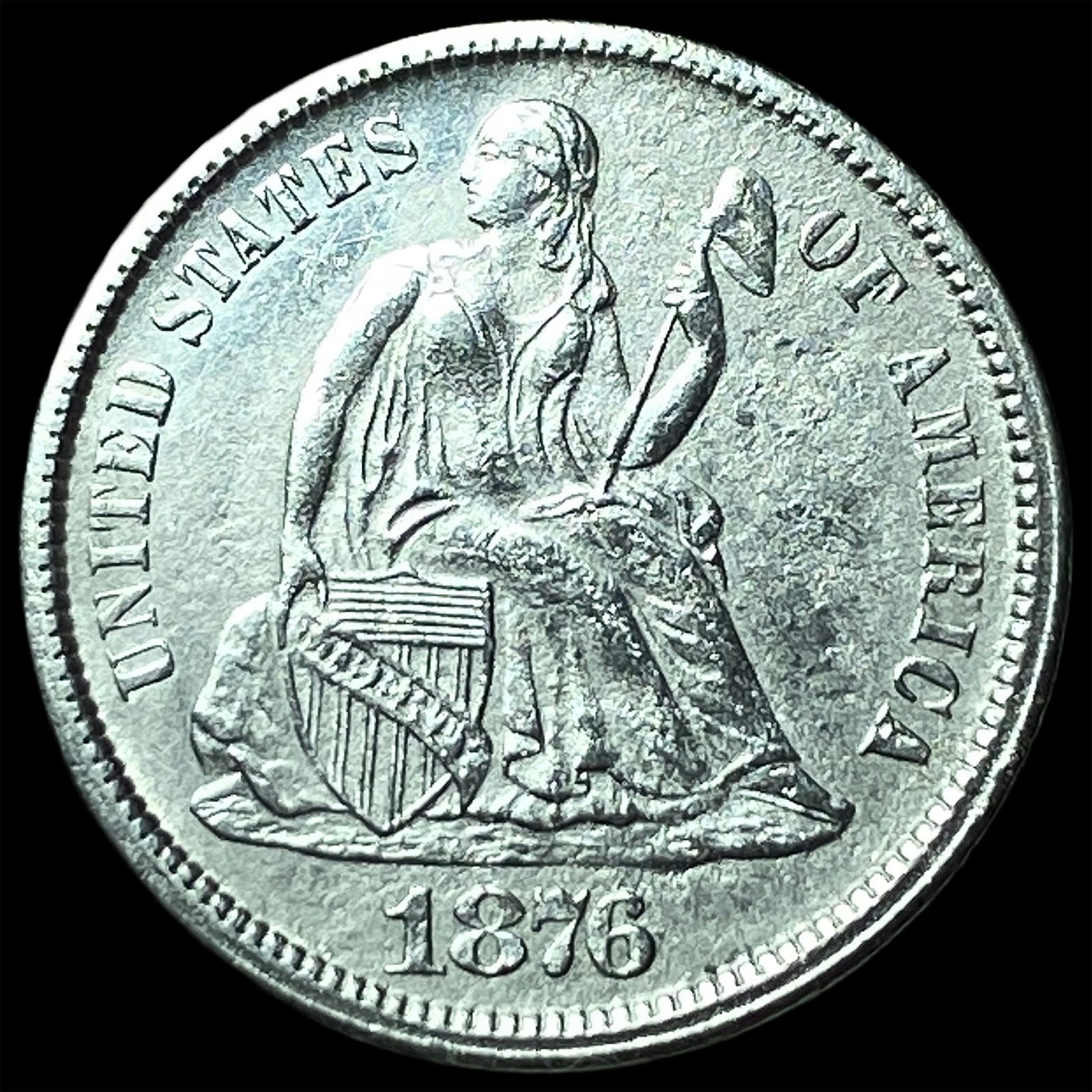 1876-CC Silver Seated Liberty Dime UNCIRCULATED: 1876-CC Silver Seated Liberty Dime UNCIRCULATED