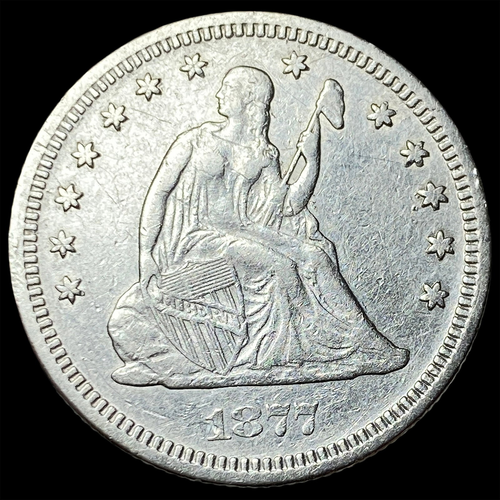 1877 Seated Liberty Quarter CLOSELY UNCIRCULATED: 1877 Seated Liberty Quarter CLOSELY UNCIRCULATED