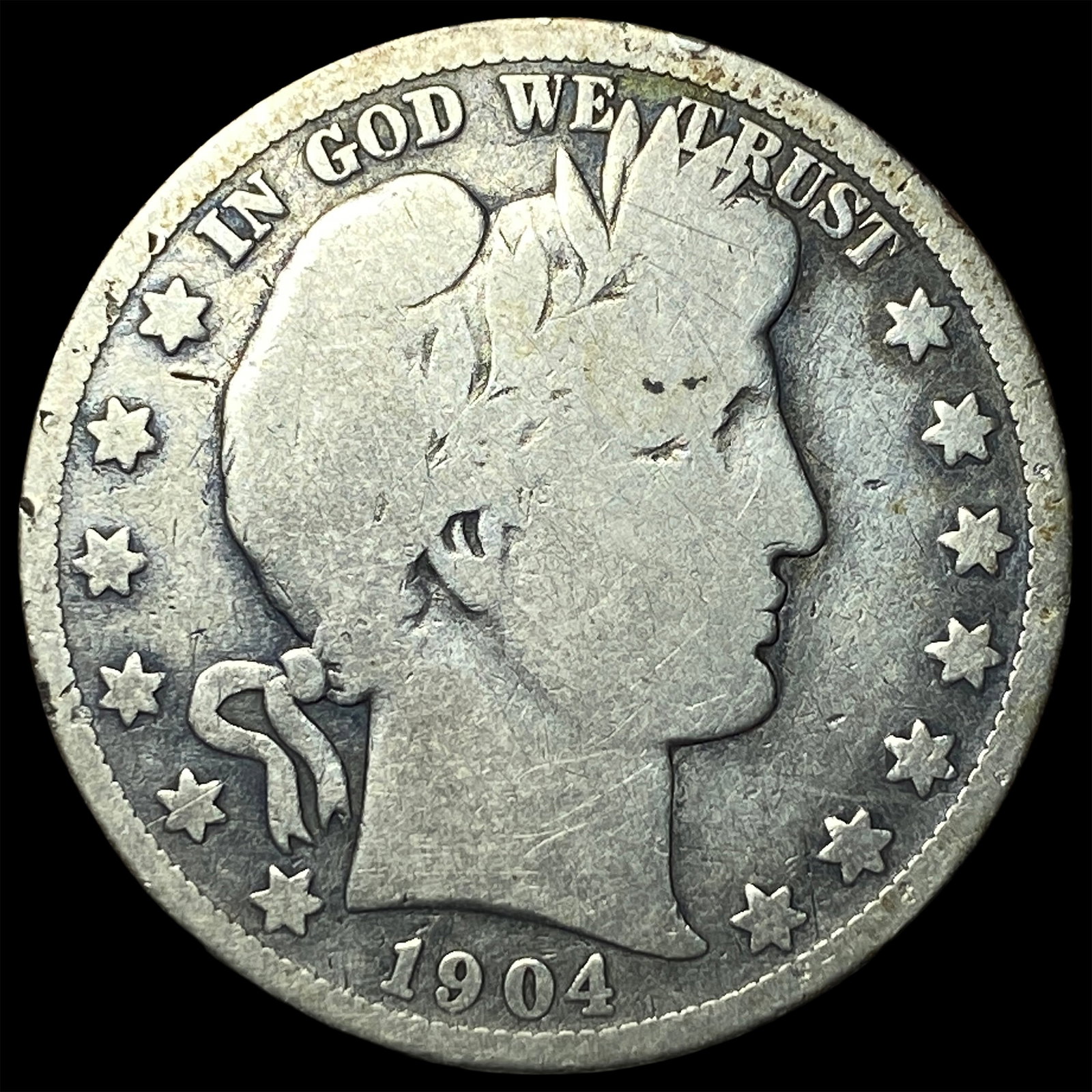 1904-S Silver Barber Half Dollar LIGHTLY CIRCULATED: 1904-S Silver Barber Half Dollar LIGHTLY CIRCULATED