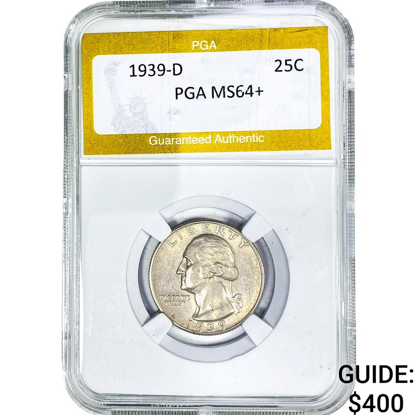 1939-D Washington Silver Quarter PGA MS64+: 1939-D Washington Silver Quarter PGA MS64+