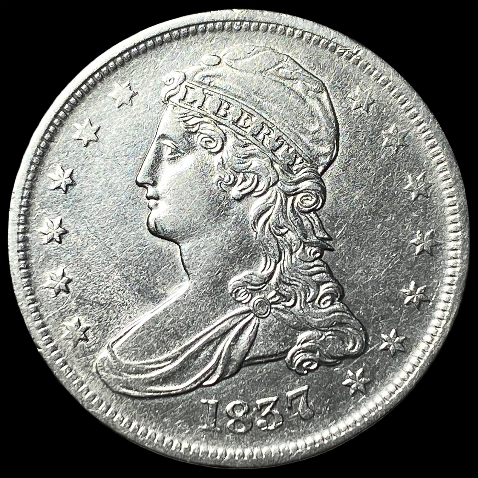 1837 Capped Bust Half Dollar ABOUT UNCIRCULATED: 1837 Capped Bust Half Dollar ABOUT UNCIRCULATED
