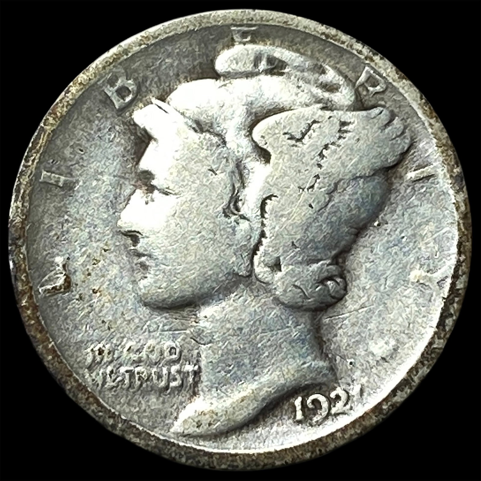 1921 Silver Mercury Dime NICELY CIRCULATED: 1921 Silver Mercury Dime NICELY CIRCULATED