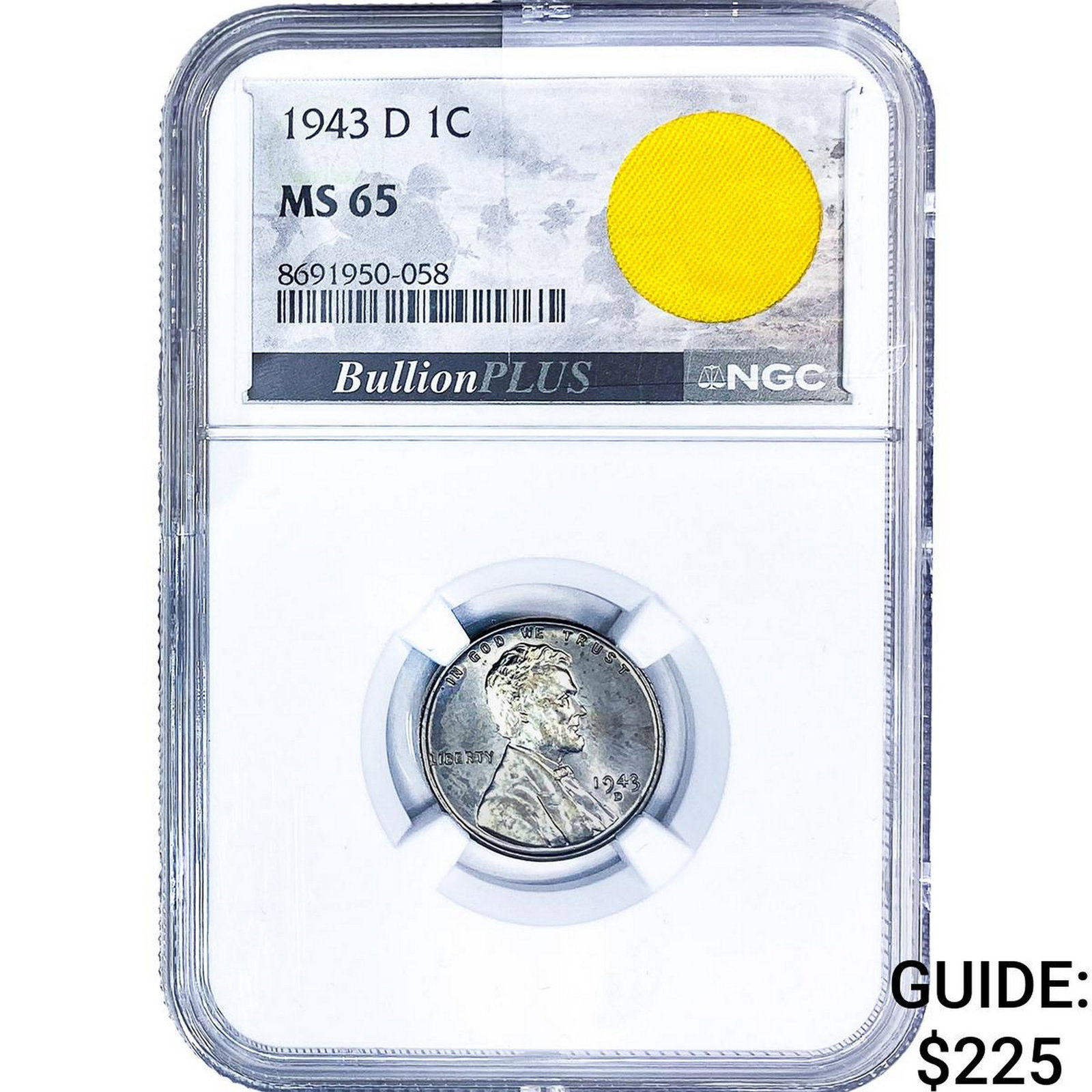 1943-D Wheat Cent NGC MS65 WWII Parachute Fragment (1 of 2)