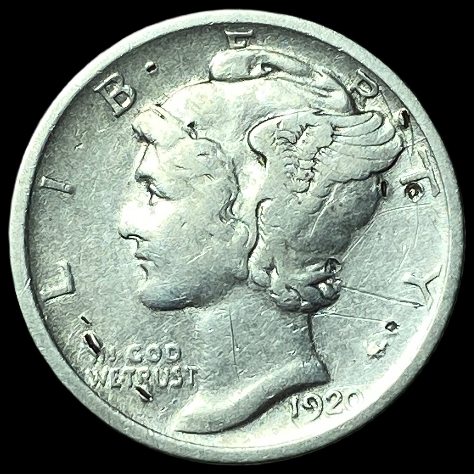 1920-S Silver Mercury Dime ABOUT UNCIRCULATED (1 of 2)