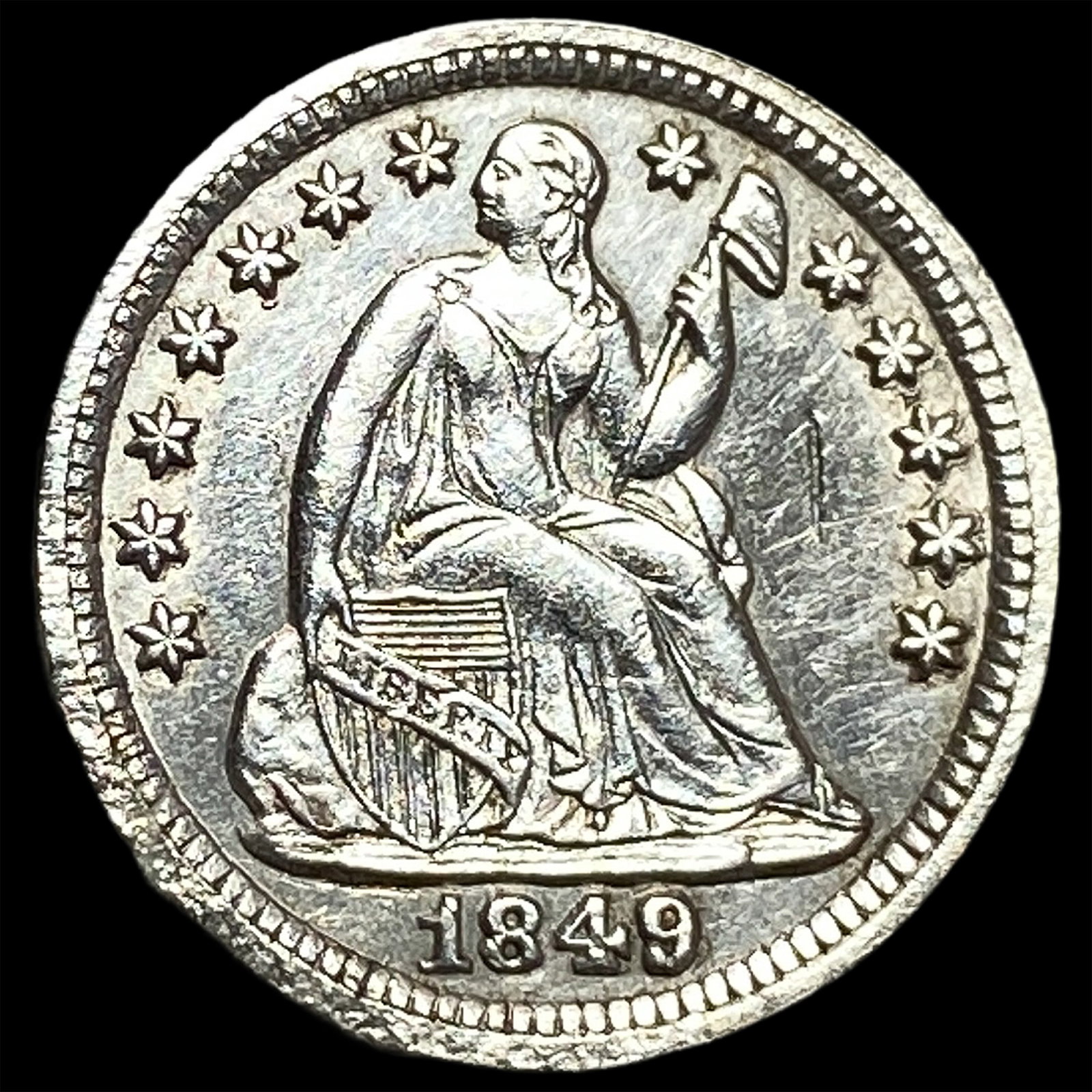 1849 Seated Liberty Half Dime UNCIRCULATED (1 of 2)