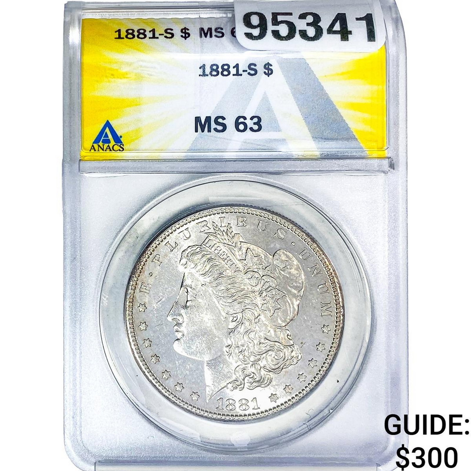 1881-S Morgan Silver Dollar ANACS MS63: 1881-S Morgan Silver Dollar ANACS MS63
