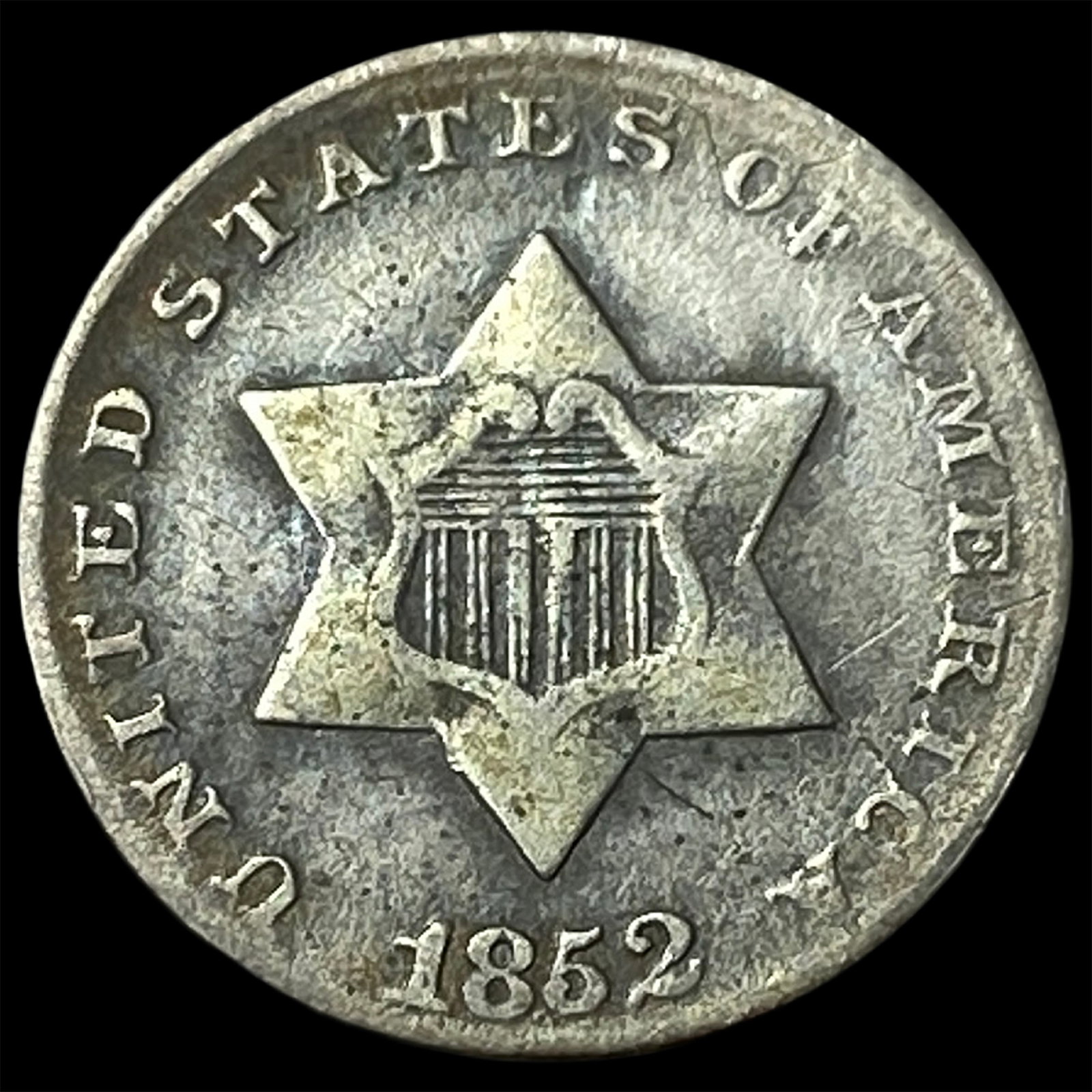 1852 Silver Three-Cent Piece LIGHTLY CIRCULATED: 1852 Silver Three-Cent Piece LIGHTLY CIRCULATED