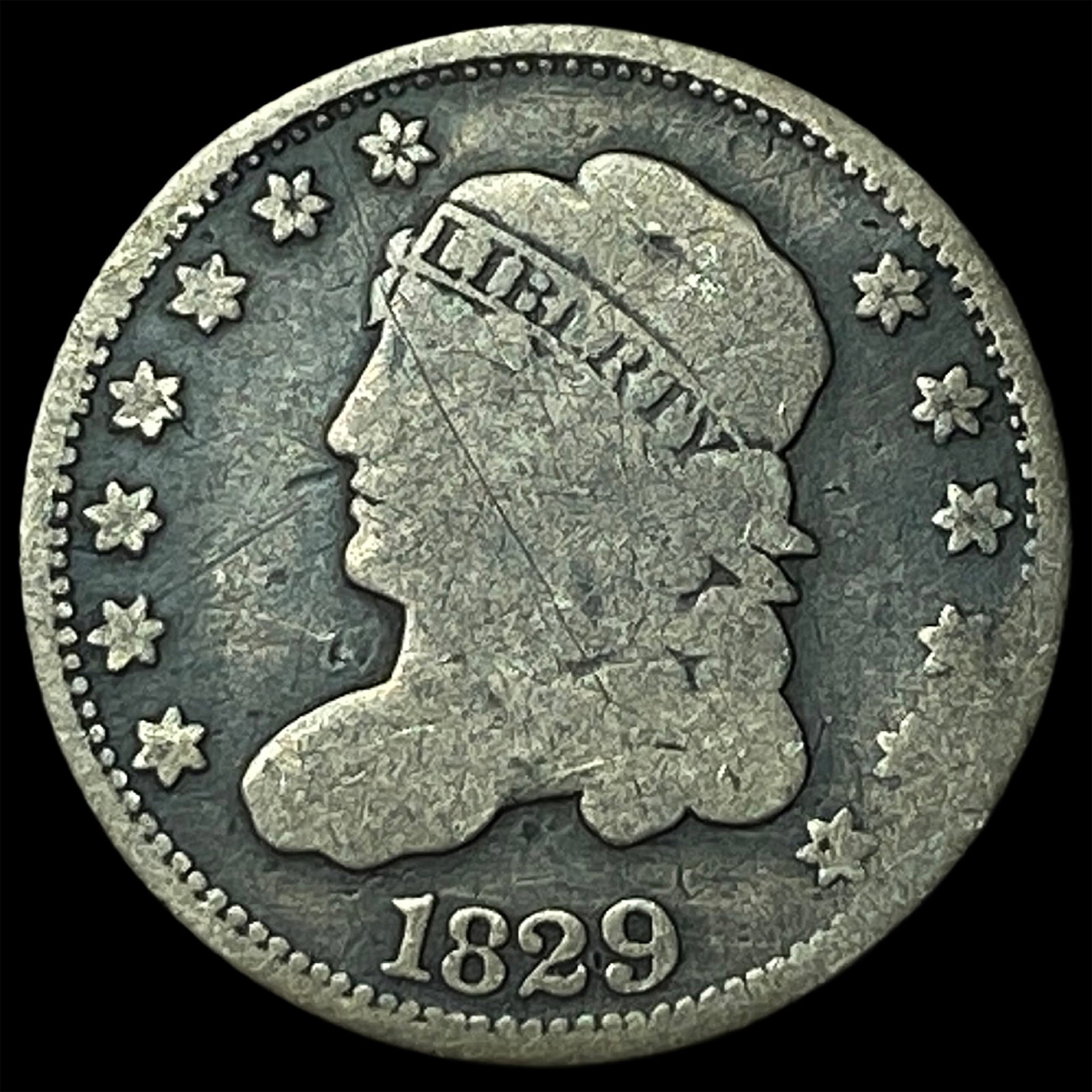 1829 Capped Bust Half Dime NICELY CIRCULATED: 1829 Capped Bust Half Dime NICELY CIRCULATED