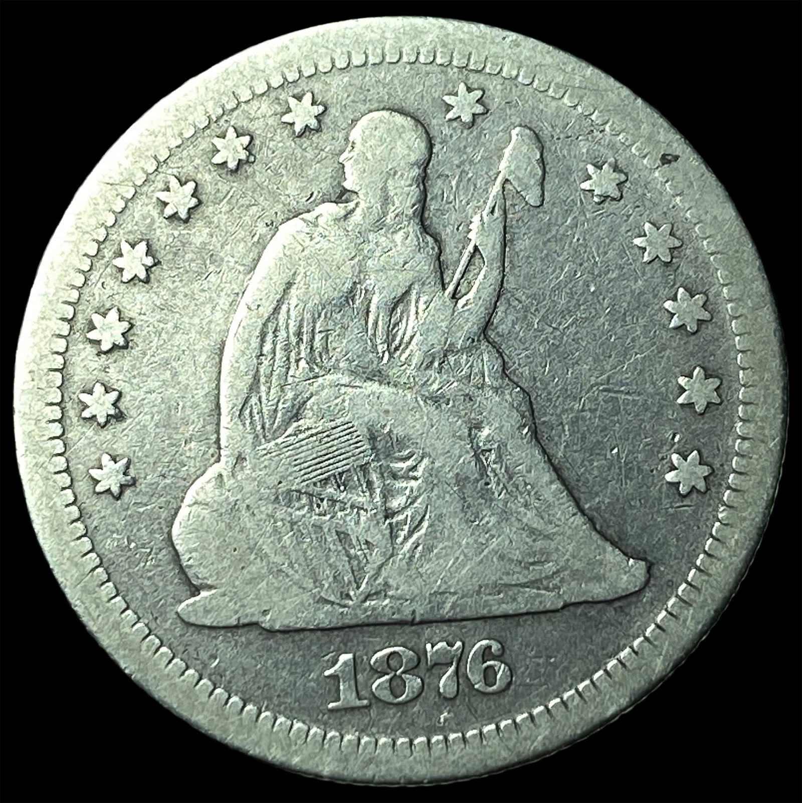 1876-S Silver Seated Liberty Quarter NICELY CIRCULATED: 1876-S Silver Seated Liberty Quarter NICELY CIRCULATED