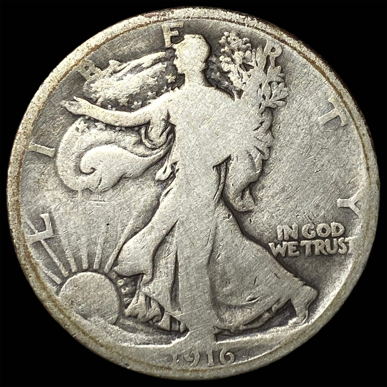 1916 Walking Liberty Half Dollar NICELY CIRCULATED: 1916 Walking Liberty Half Dollar NICELY CIRCULATED