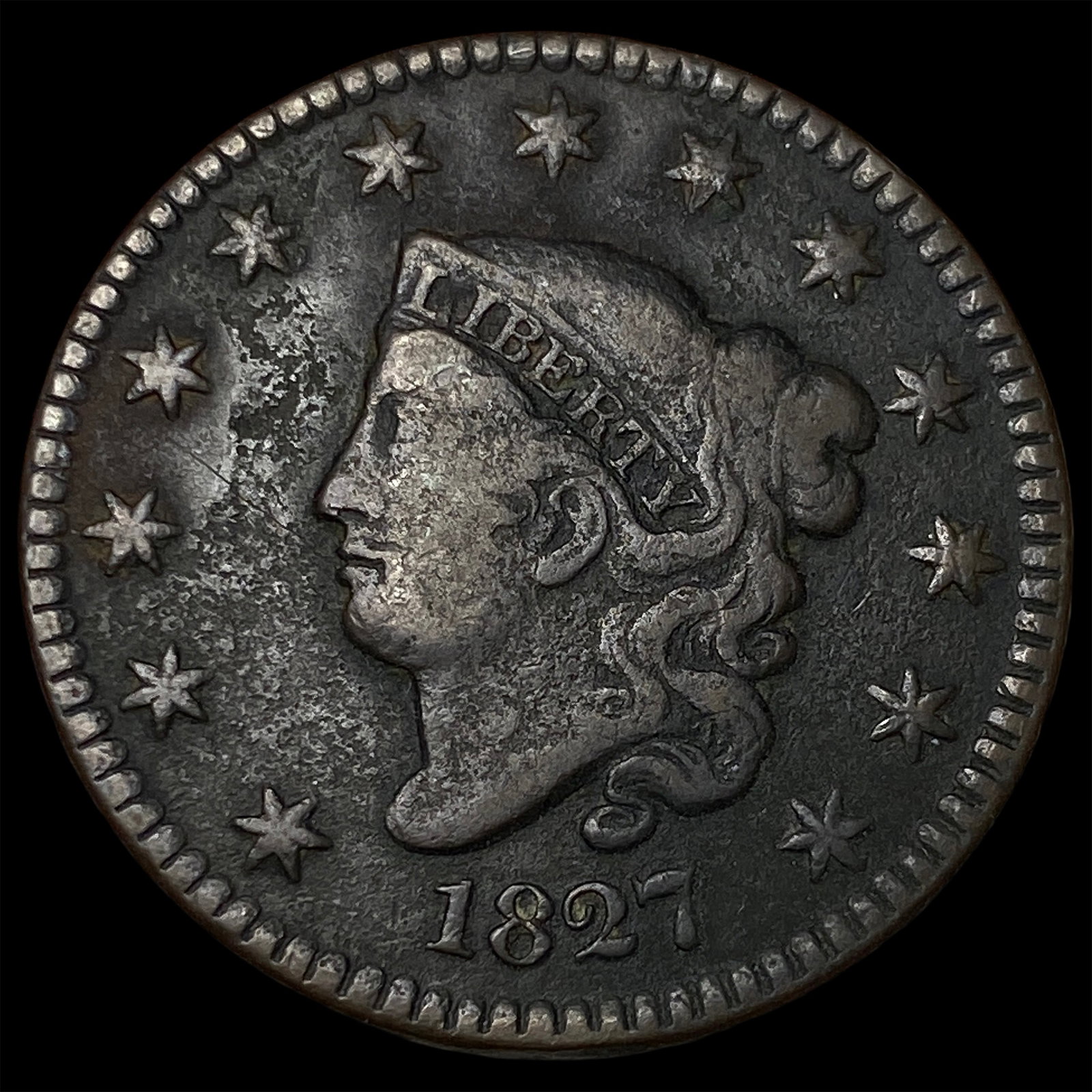 1827 Coronet Head Large Cent NICELY CIRCULATED (1 of 2)