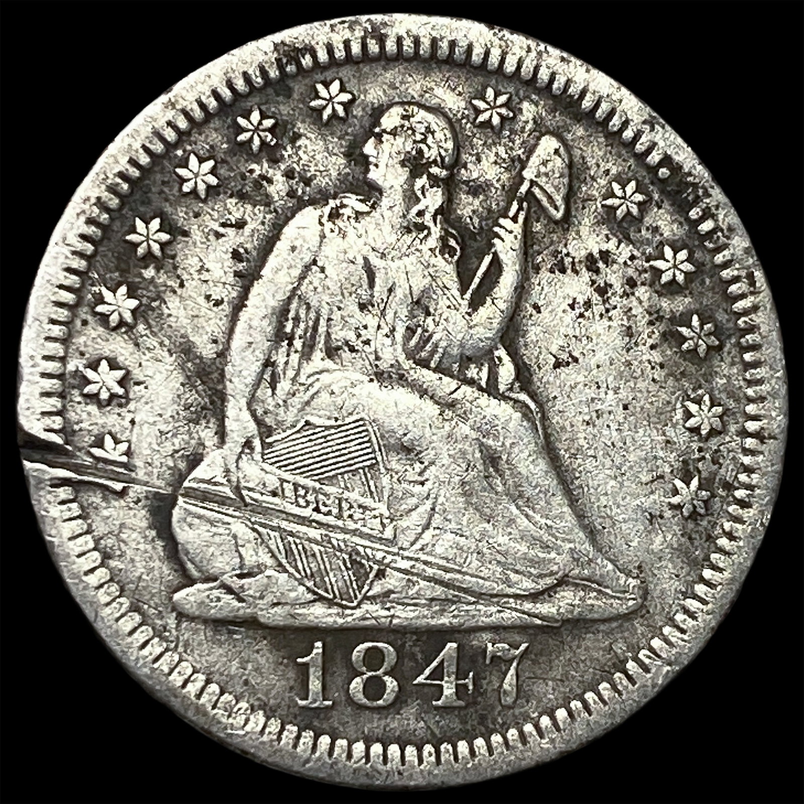 1847-O Silver Seated Liberty Quarter NICELY CIRCULATED (1 of 2)