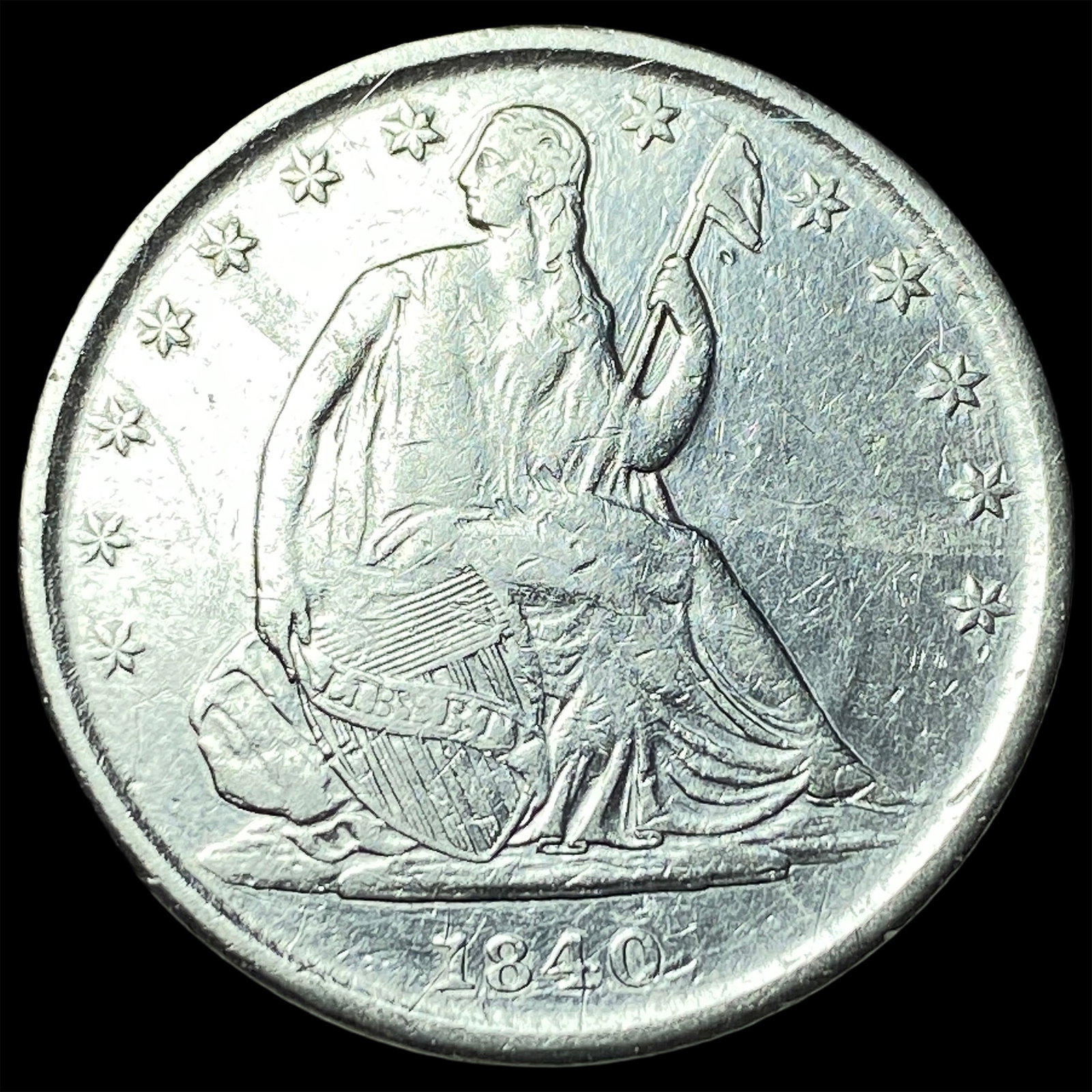 1840-O Silver Seated Liberty Half Dollar CLOSELY UNCIRCULATED: 1840-O Silver Seated Liberty Half Dollar CLOSELY UNCIRCULATED