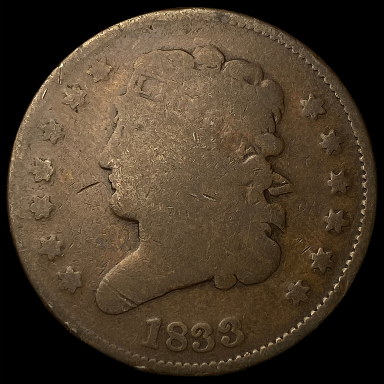 1833 Classic Head Half Cent NICELY CIRCULATED: 1833 Classic Head Half Cent NICELY CIRCULATED