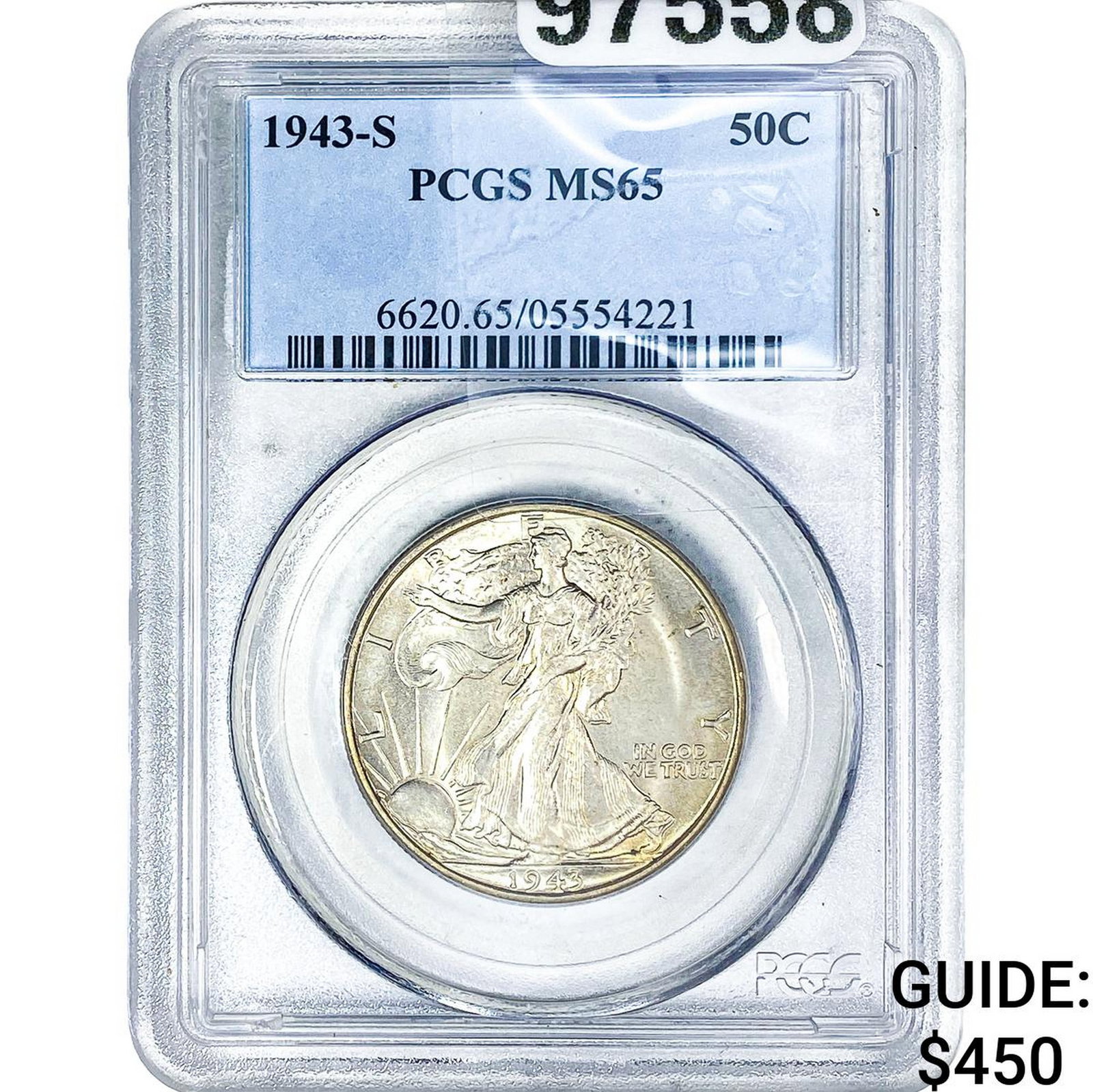 1943-S Walking Liberty Half Dollar PCGS MS65: 1943-S Walking Liberty Half Dollar PCGS MS65