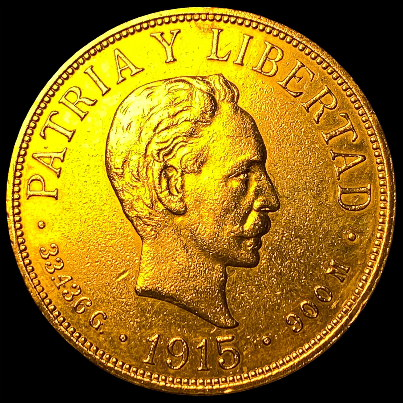 1915 Cuba .9675oz Gold 20 Pesos CLOSELY UNC: 1915 Cuba .9675oz Gold 20 Pesos CLOSELY UNC