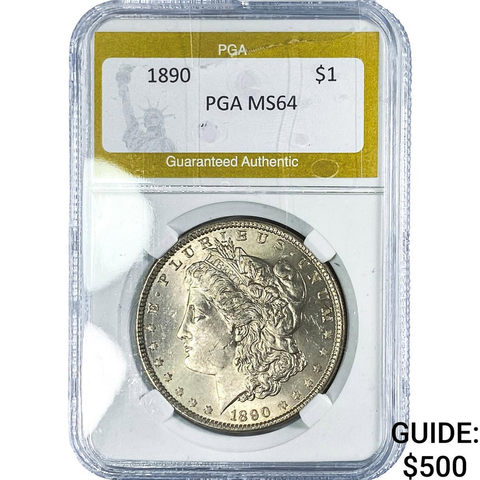 1890 Morgan Silver Dollar PGA MS64: 1890 Morgan Silver Dollar PGA MS64